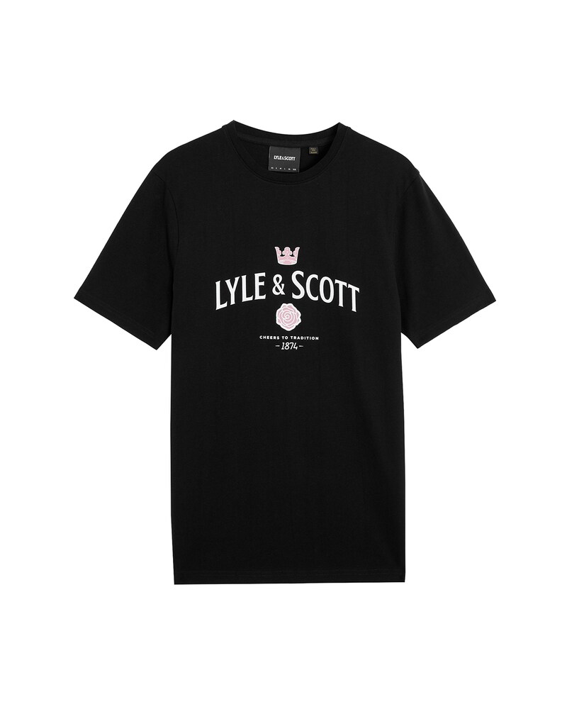 Lyle & Scott T-Shirt 'Cheers To Tradition' Herren Größe M rosa / schwarz / weiß