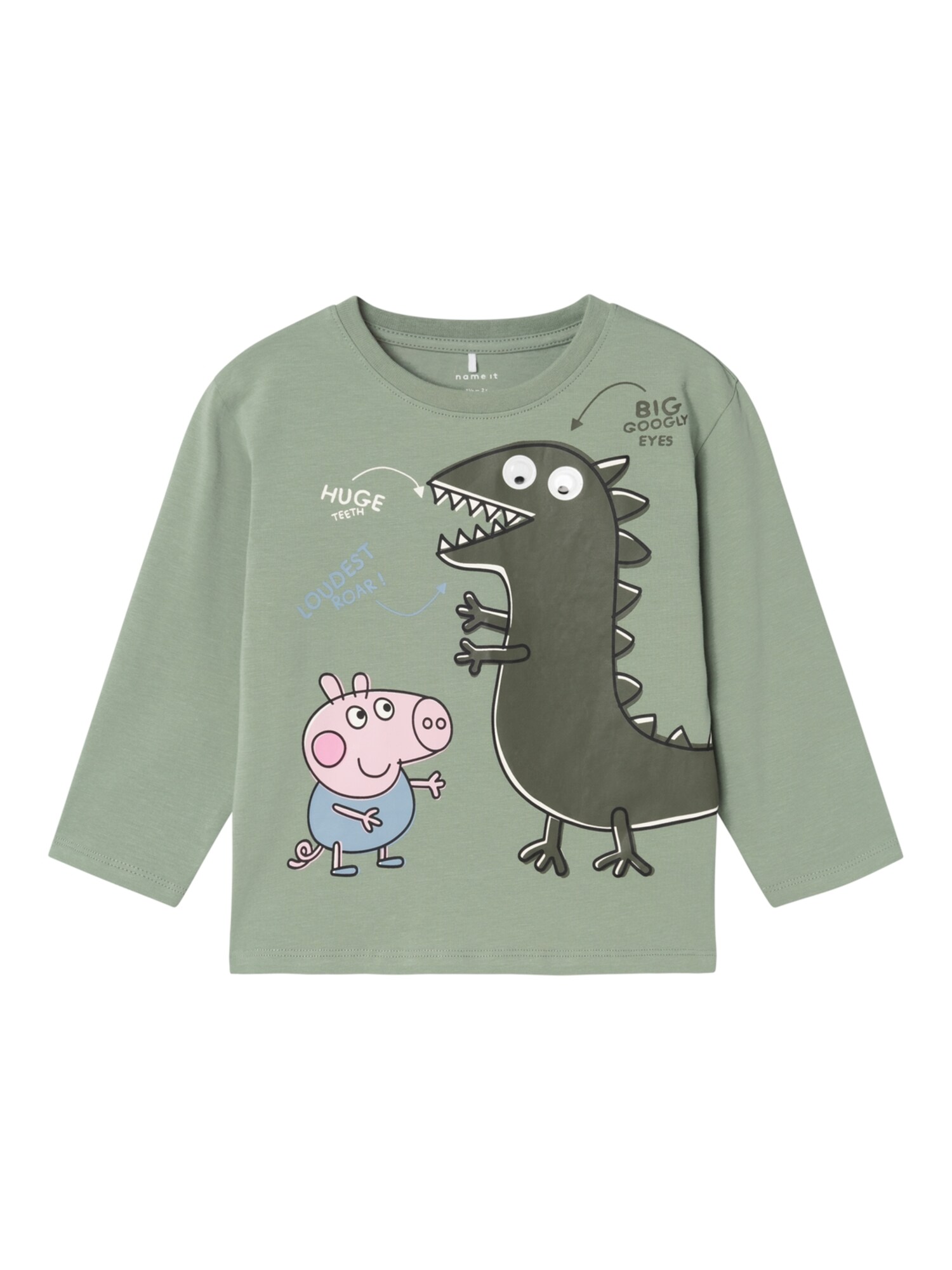 NAME IT Tričko 'Abrum Peppapig''  zelená / ružová / čierna / biela