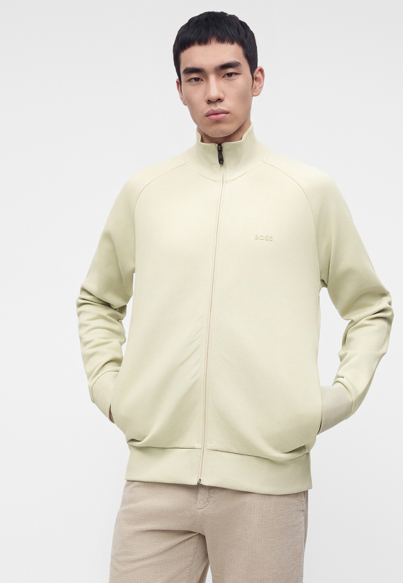 BOSS Sudadera con cremallera 'Skaz' beige – imagen 3