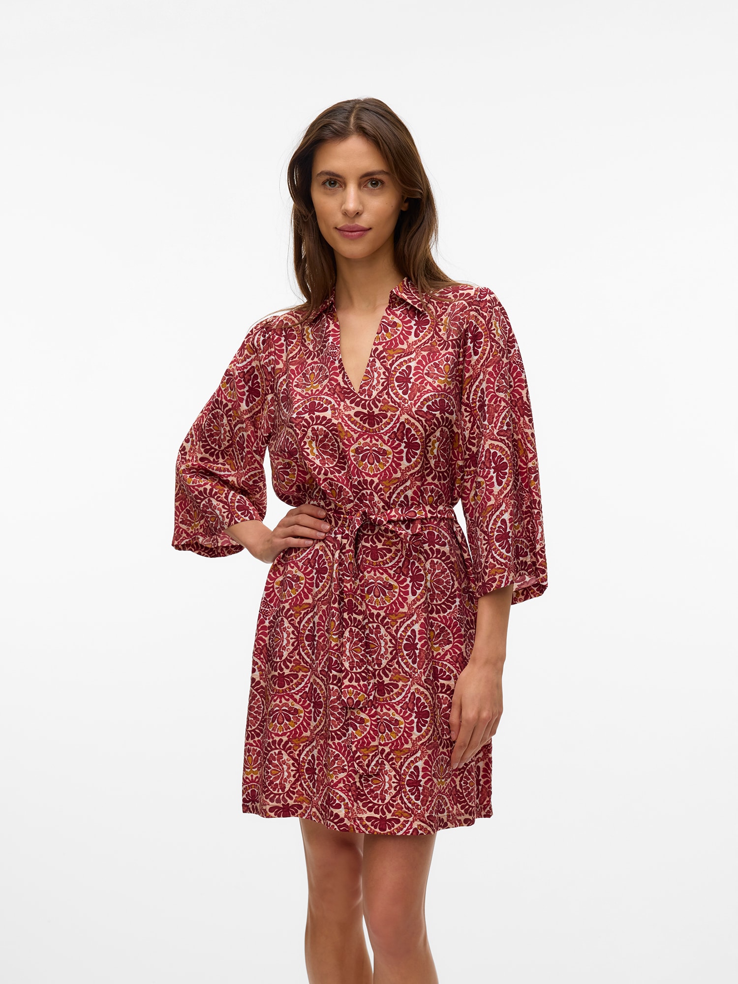 VERO MODA Ruha 'VMFLORENCE'  ekrü / curry / borvörös / sötétvörös termék 2. képe