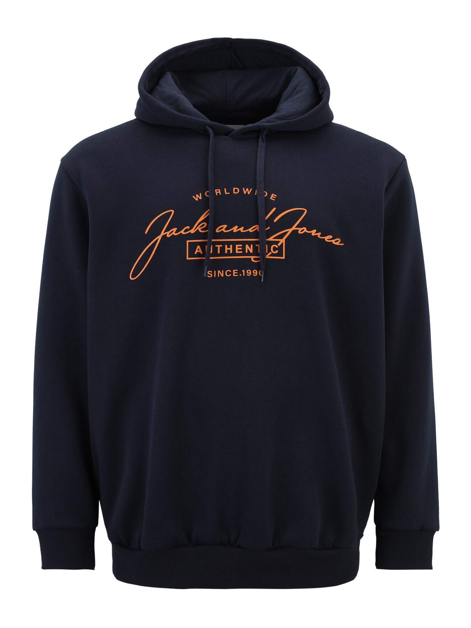 Jack & Jones Plus Mikina 'JJFERRIS'  námornícka modrá / oranžová