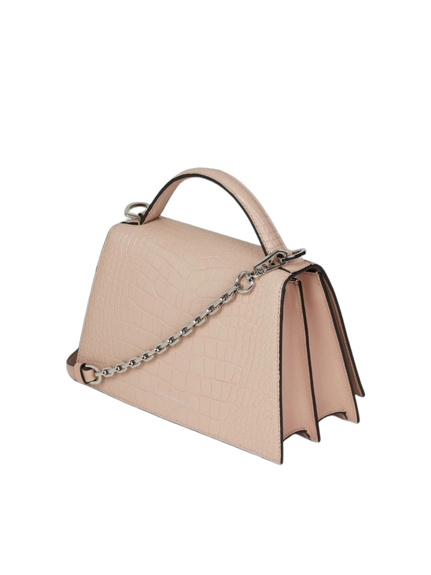 Karl Lagerfeld Bolso de mano 'Karl Lagerfeld Sac Bandoulière Signature 2.0 Croco Medium Cuir Rose Nude'  rosa
