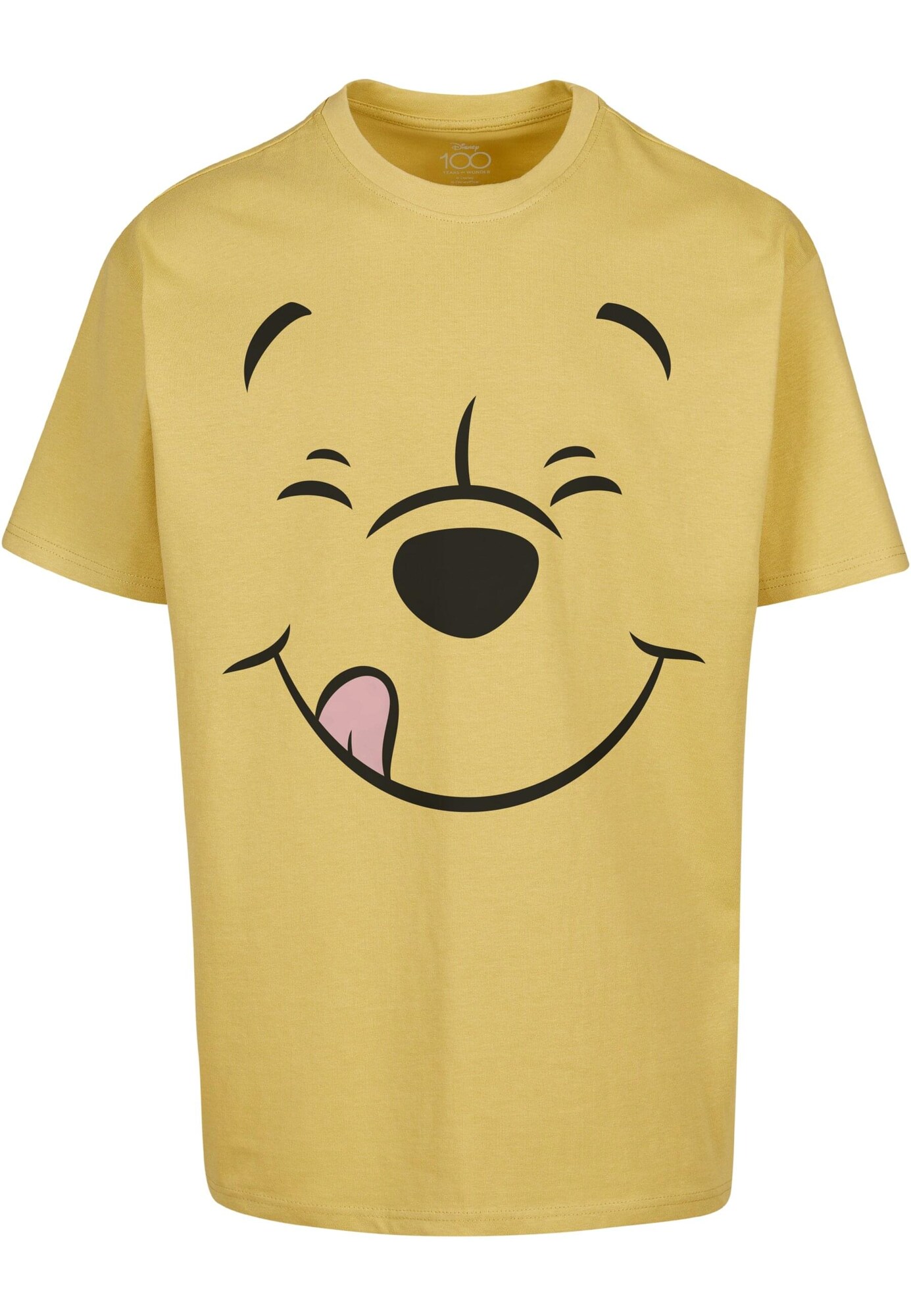 MT Upscale Tričko 'Disney 100 Winnie Pooh Face'  citrónová / svetloružová / čierna