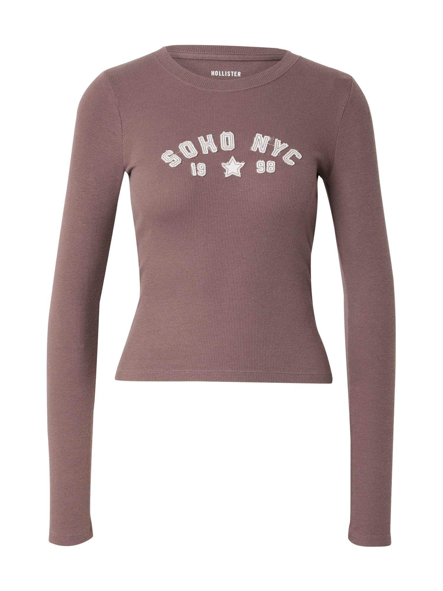HOLLISTER Tricou  maro cappuccino / alb