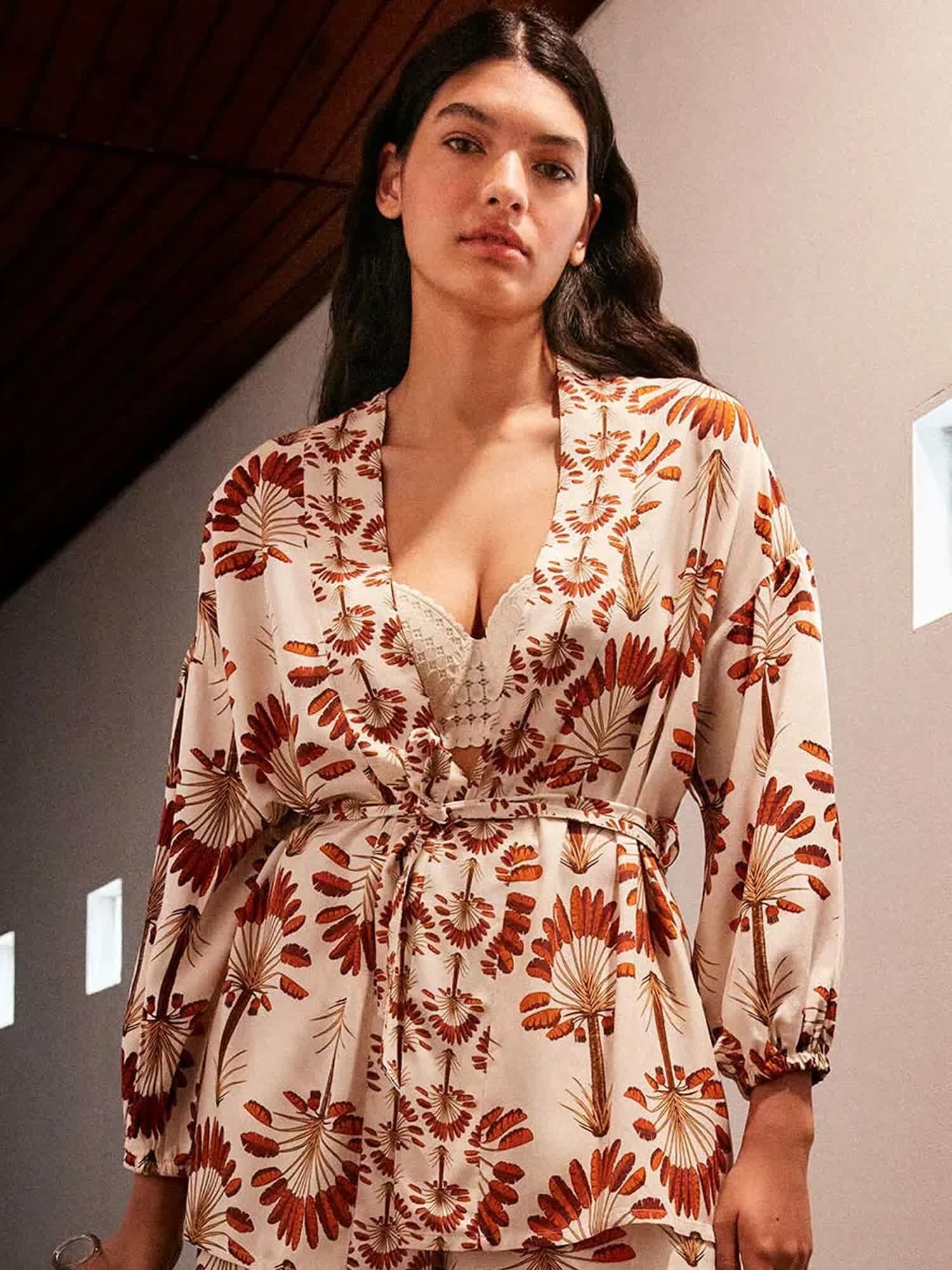 Gisela Kimono  arancione / offwhite