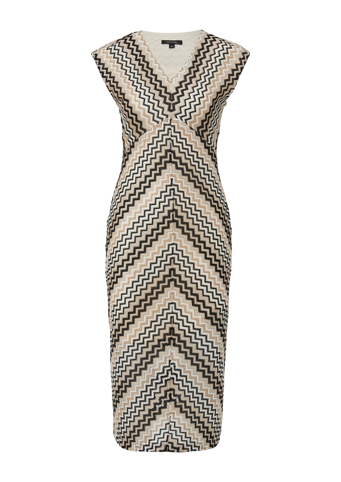 COMMA Vestido de punto  beige / negro / blanco