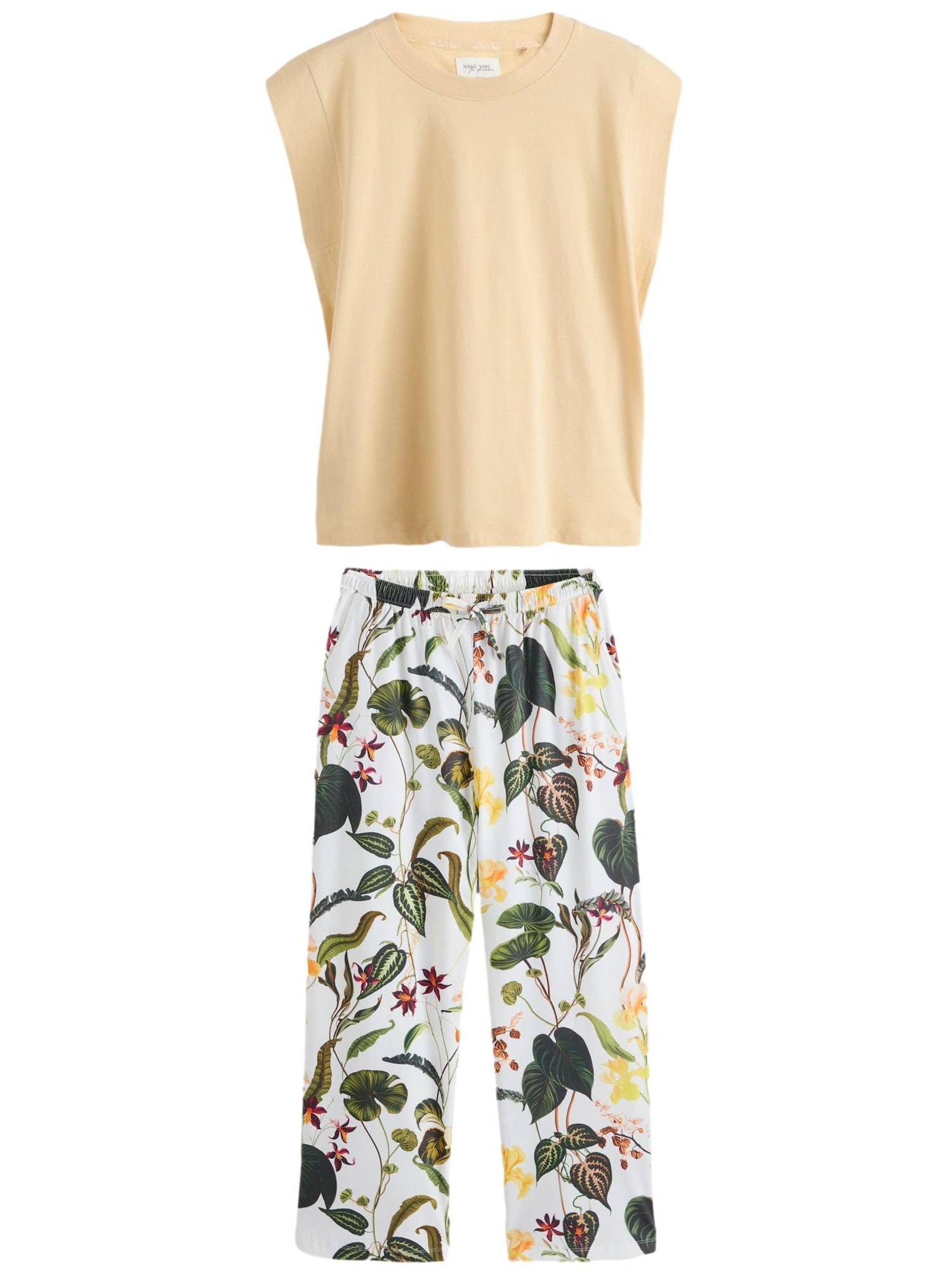 Next Pijama  galben deschis / verde / ciclam / alb