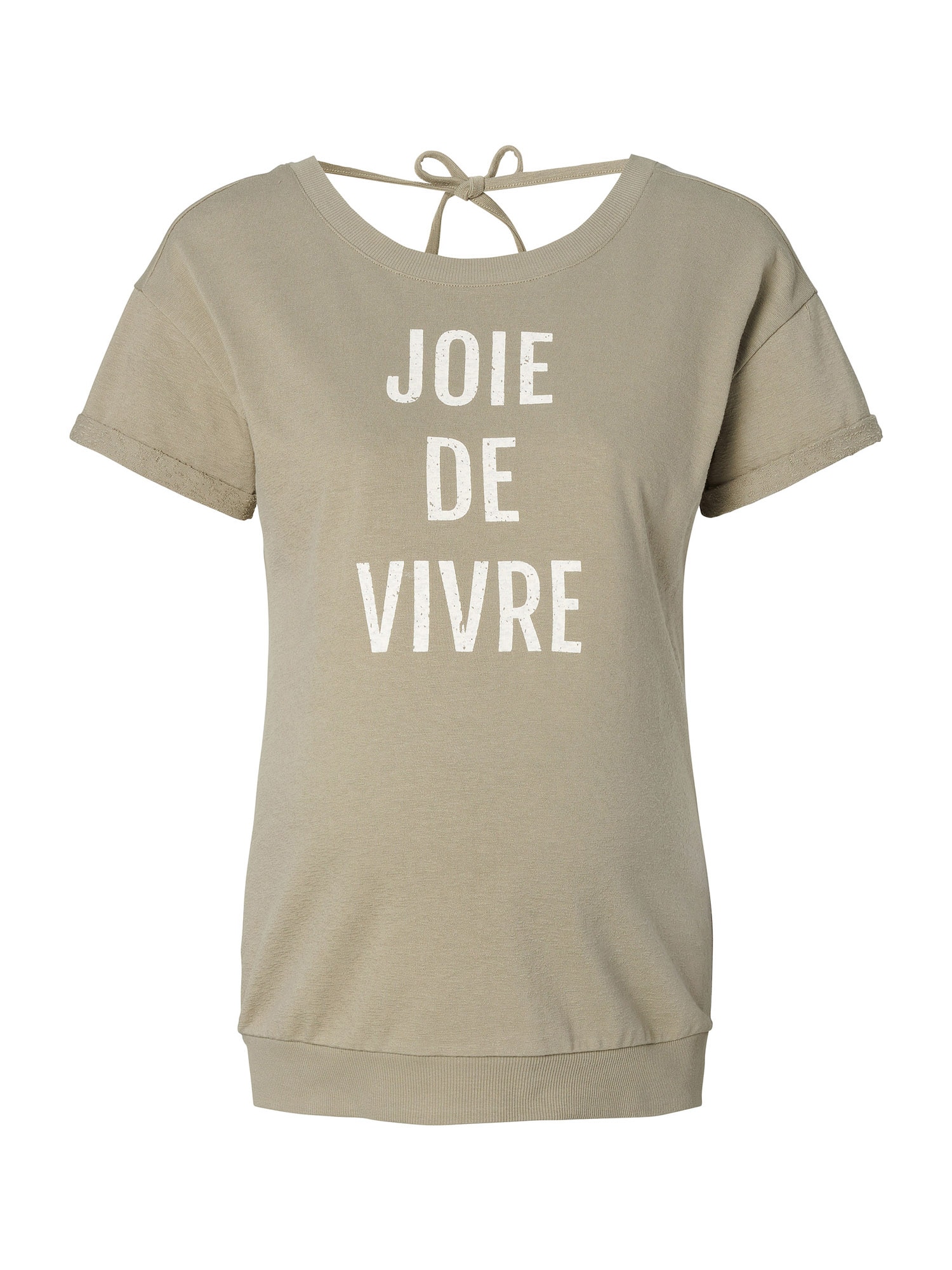 Supermom Marškinėliai 'Joie de Vivre' alyvuogių spalva / balta