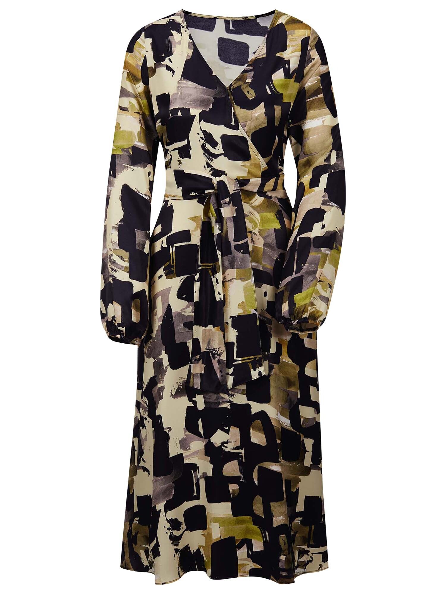 Madeleine Jurk Beige / Lichtgroen / Zwart