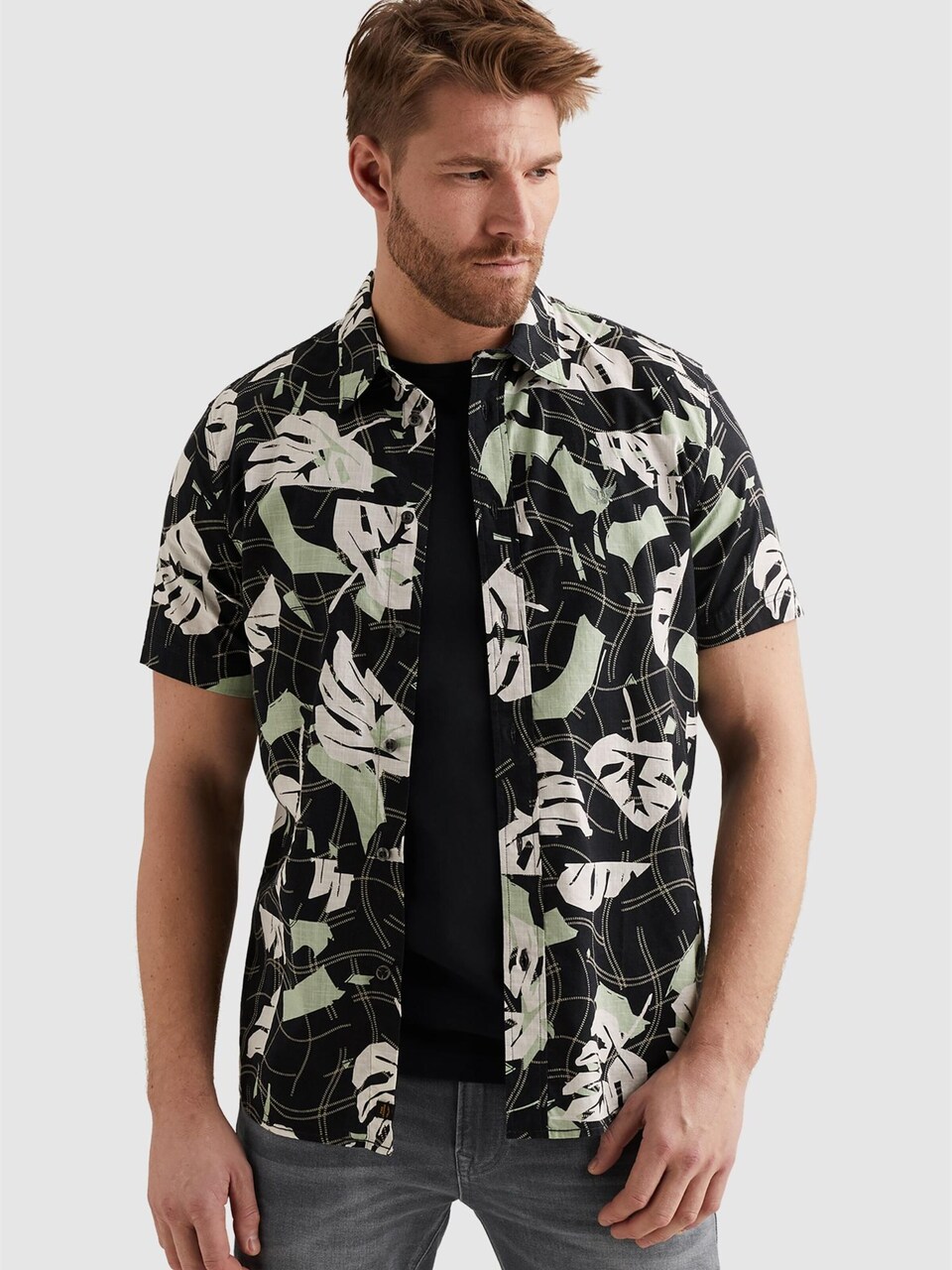 Skjorta 'Shirt with short sleeves in slub cotton'