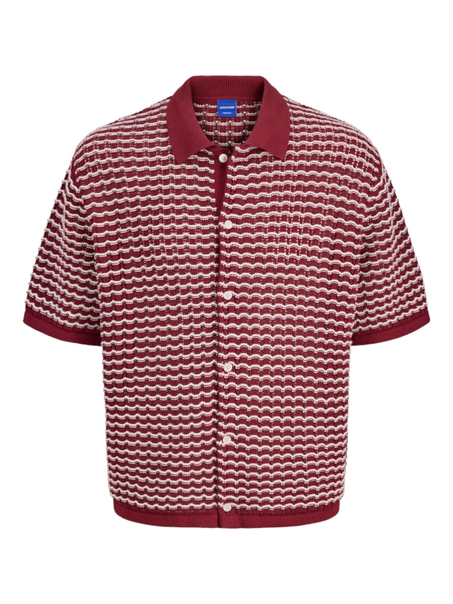 JACK & JONES Kardigán 'JORDIA'  bordó / fehér akciós termékkép 1