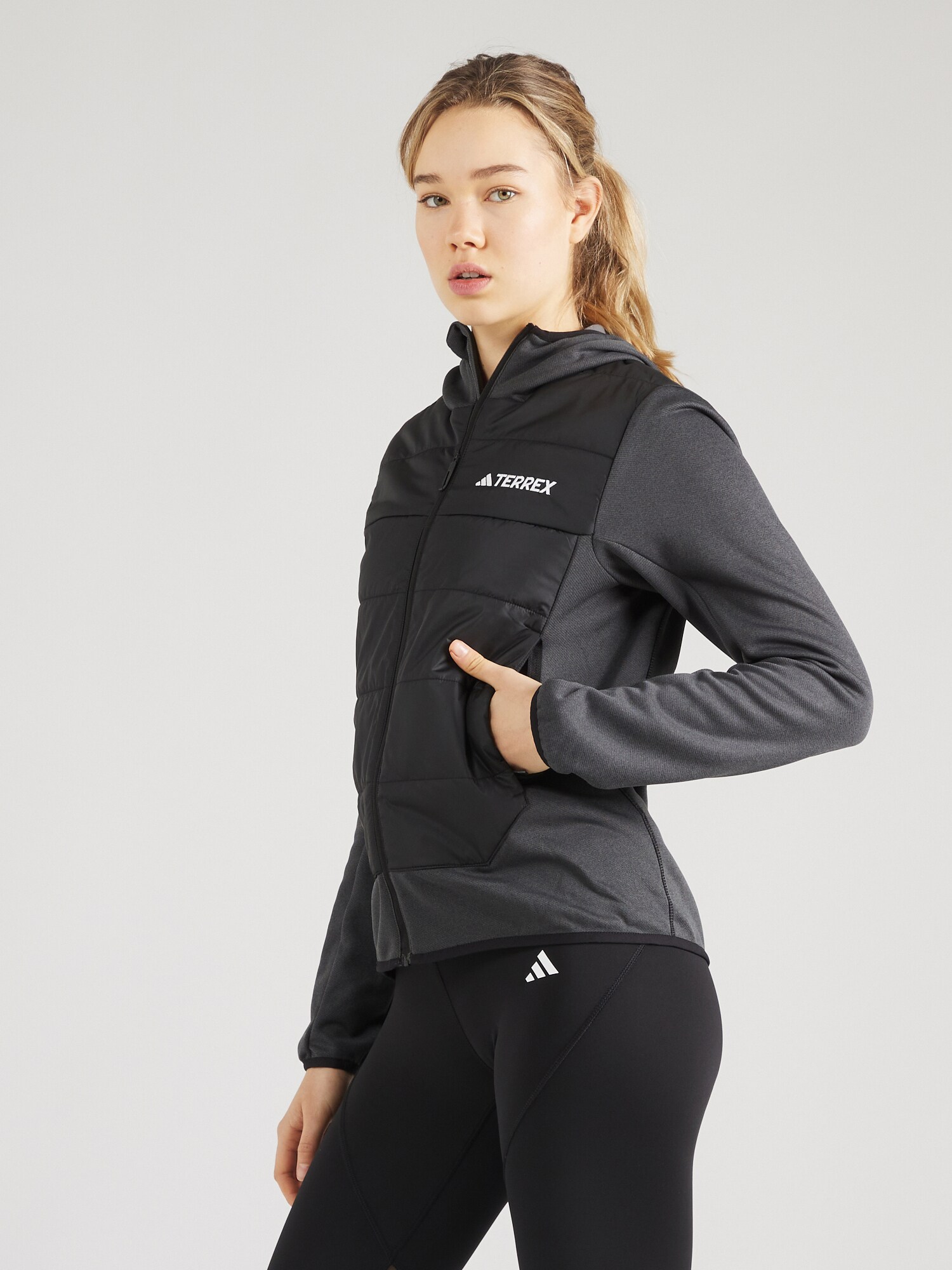 ADIDAS TERREX Funkcionális dzsekik  fekete / fekete melír / fehér termék 2. képe