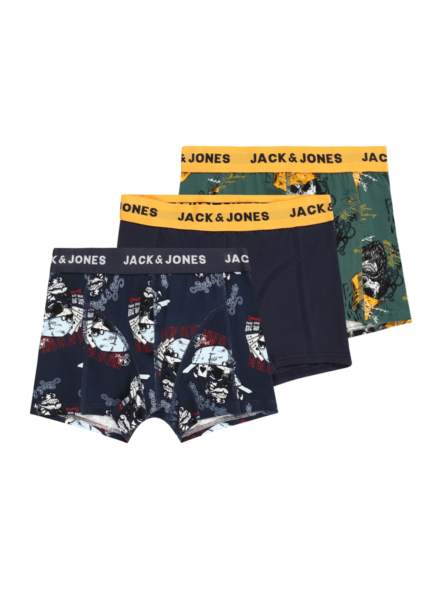 Jack & Jones Junior Apatinės kelnaitės nakties mėlyna / geltona / rusvai žalia / balta