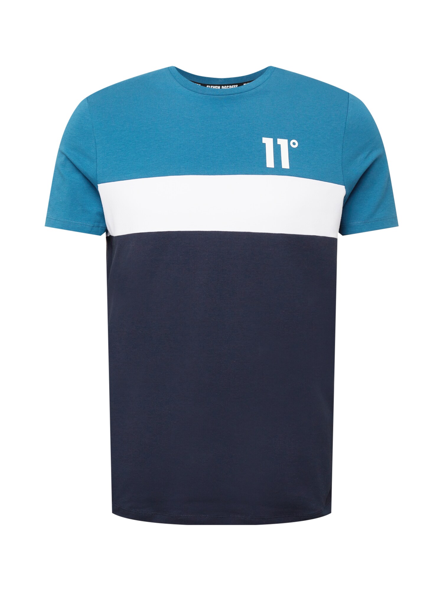 11 Degrees Marškinėliai tamsiai mėlyna / balta / žalsvai mėlyna