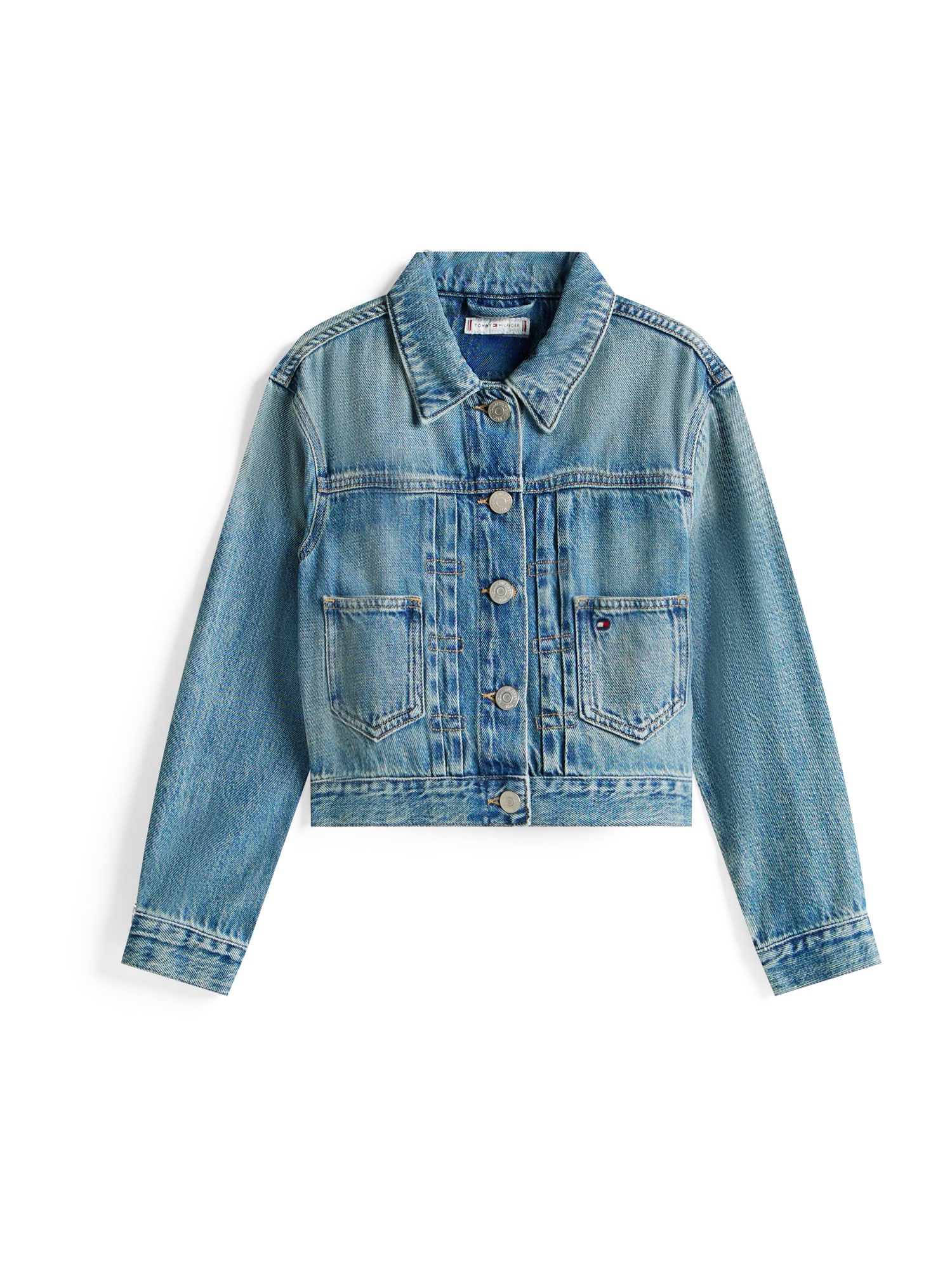 TOMMY HILFIGER Geacă de primăvară-toamnă  fildeş / albastru denim / roșu intens