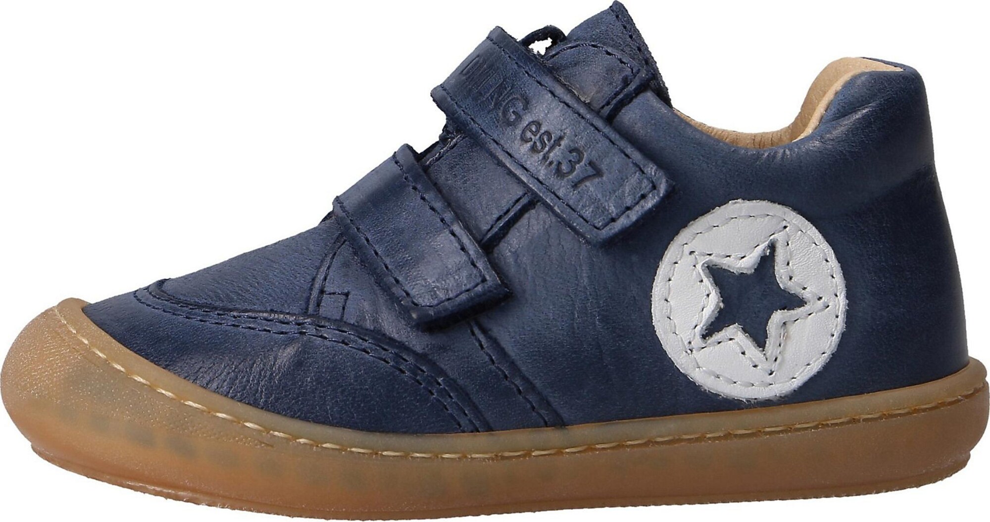 Däumling Sapato de primeiros passos 'SYBIL WMS Weite S'  azul / castanho claro / branco