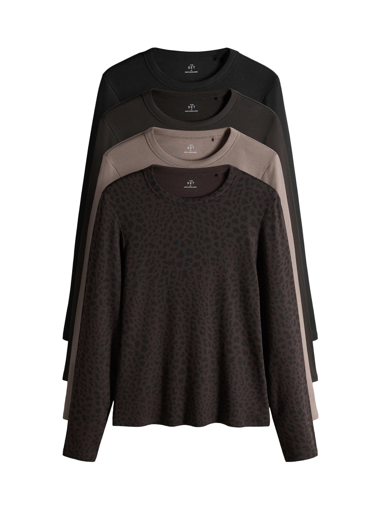 The Set Tricou  bej / maro cappuccino / maro închis / negru