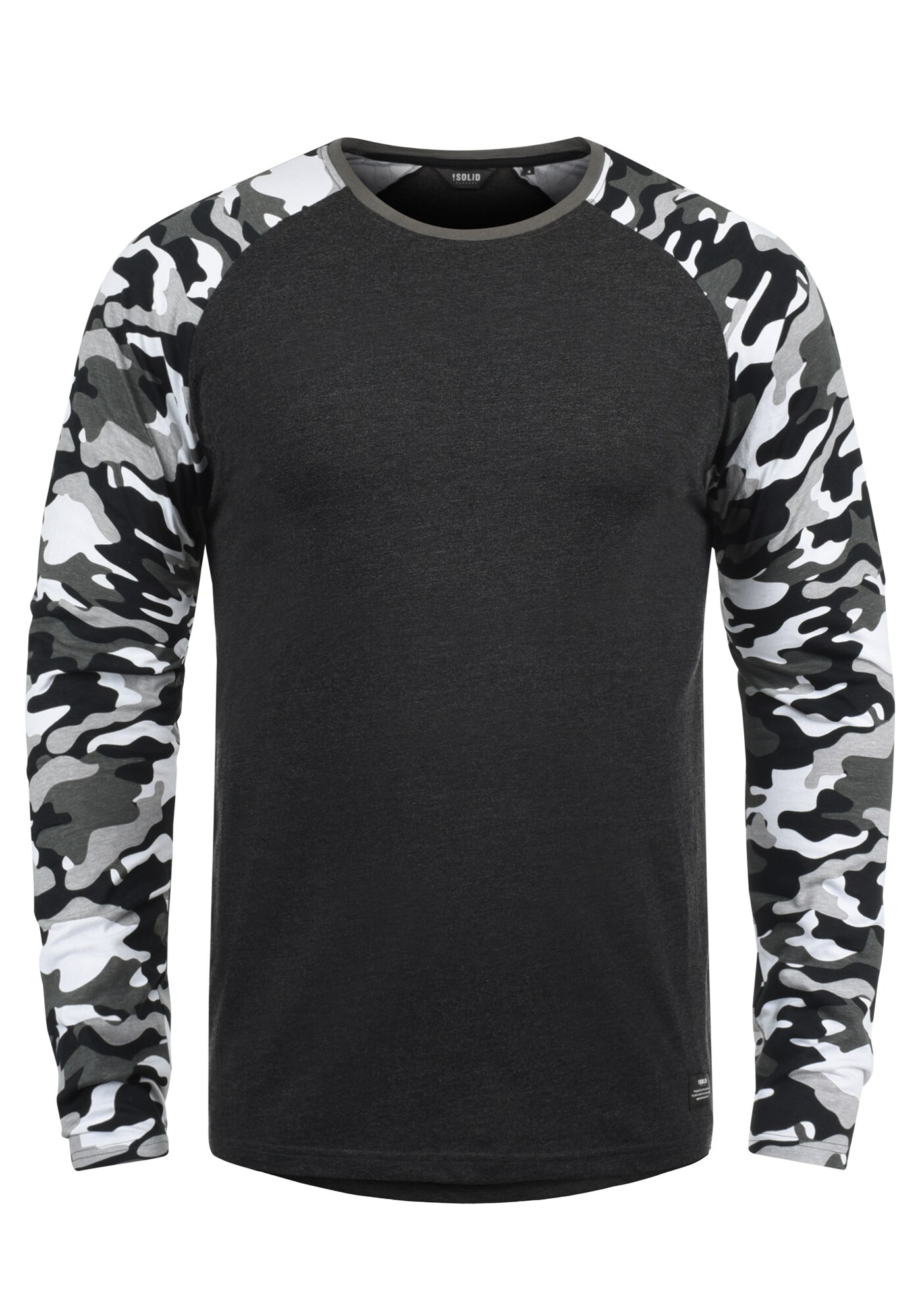 !Solid Camiseta 'Cajus'  gris / negro / blanco