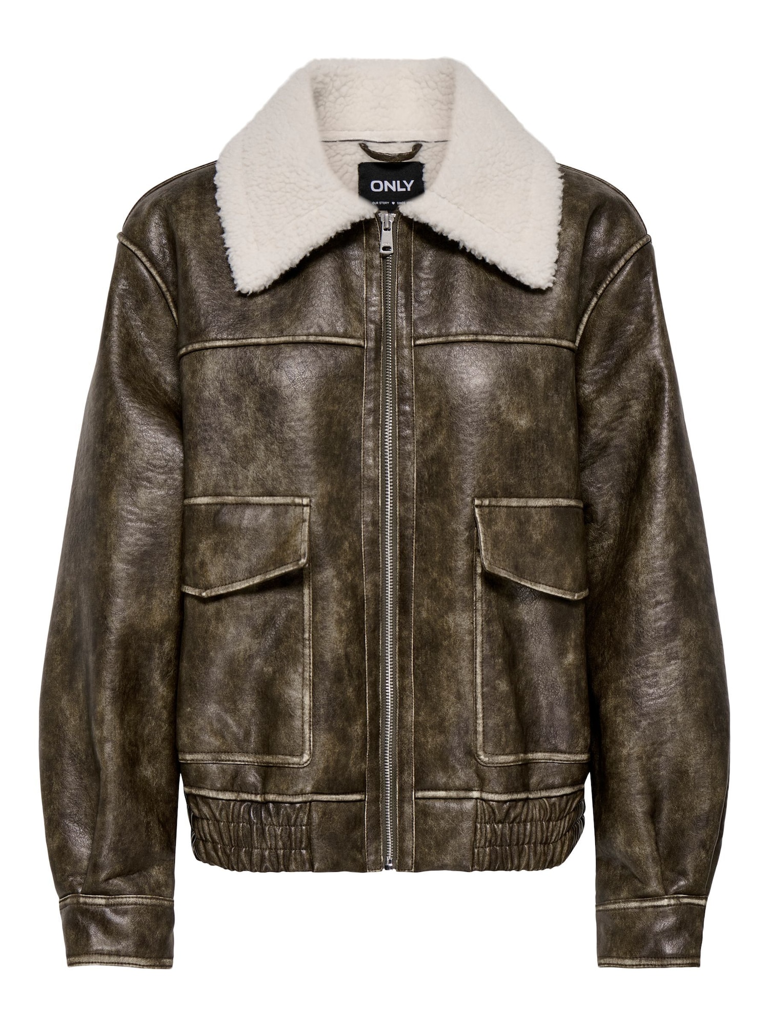 ONLY Chaqueta de entretiempo 'ONLINGRID' marrón moteado / blanco lana