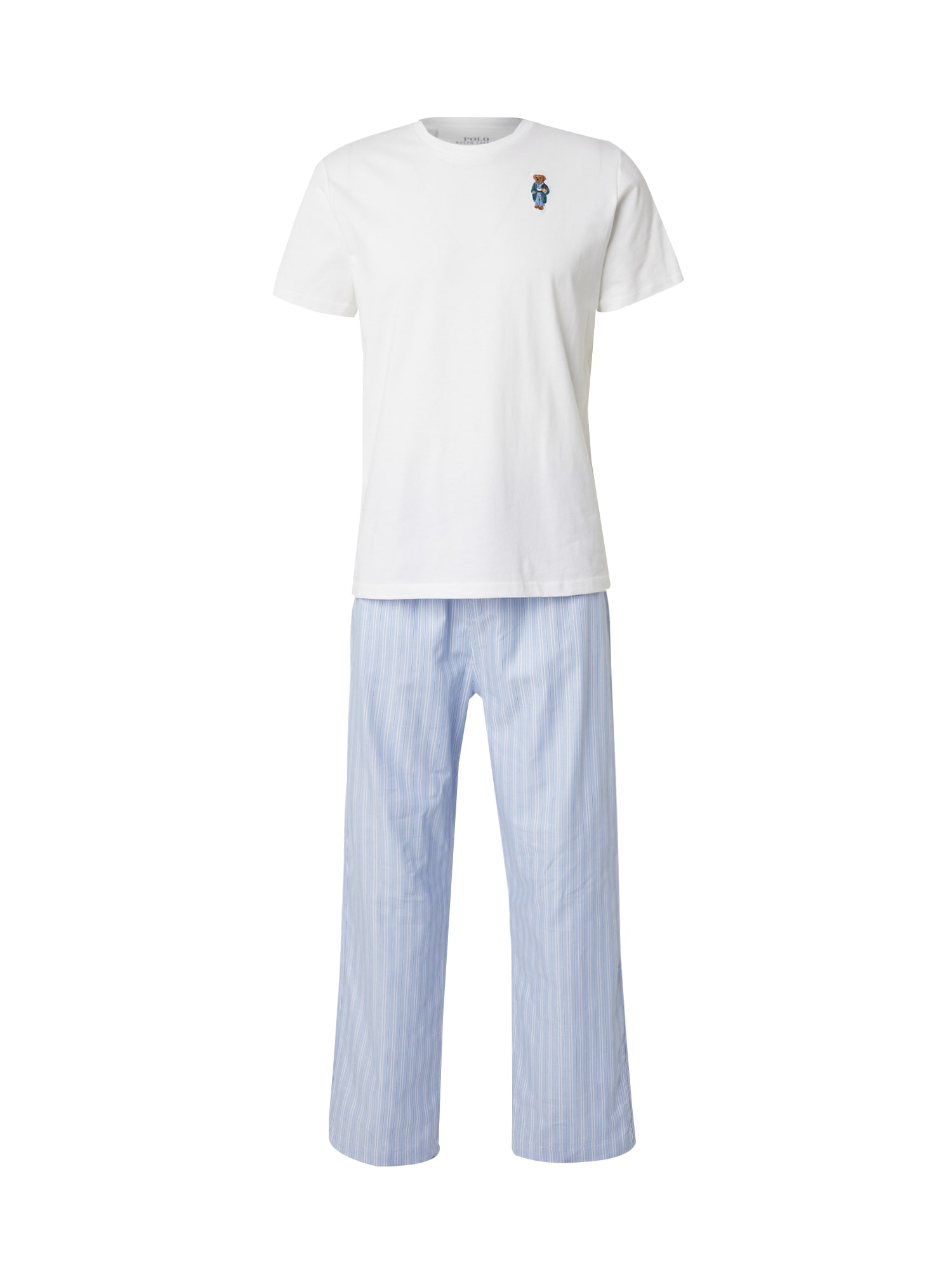 Polo Ralph Lauren Pijama lungă  albastru deschis / maro pueblo / negru / alb
