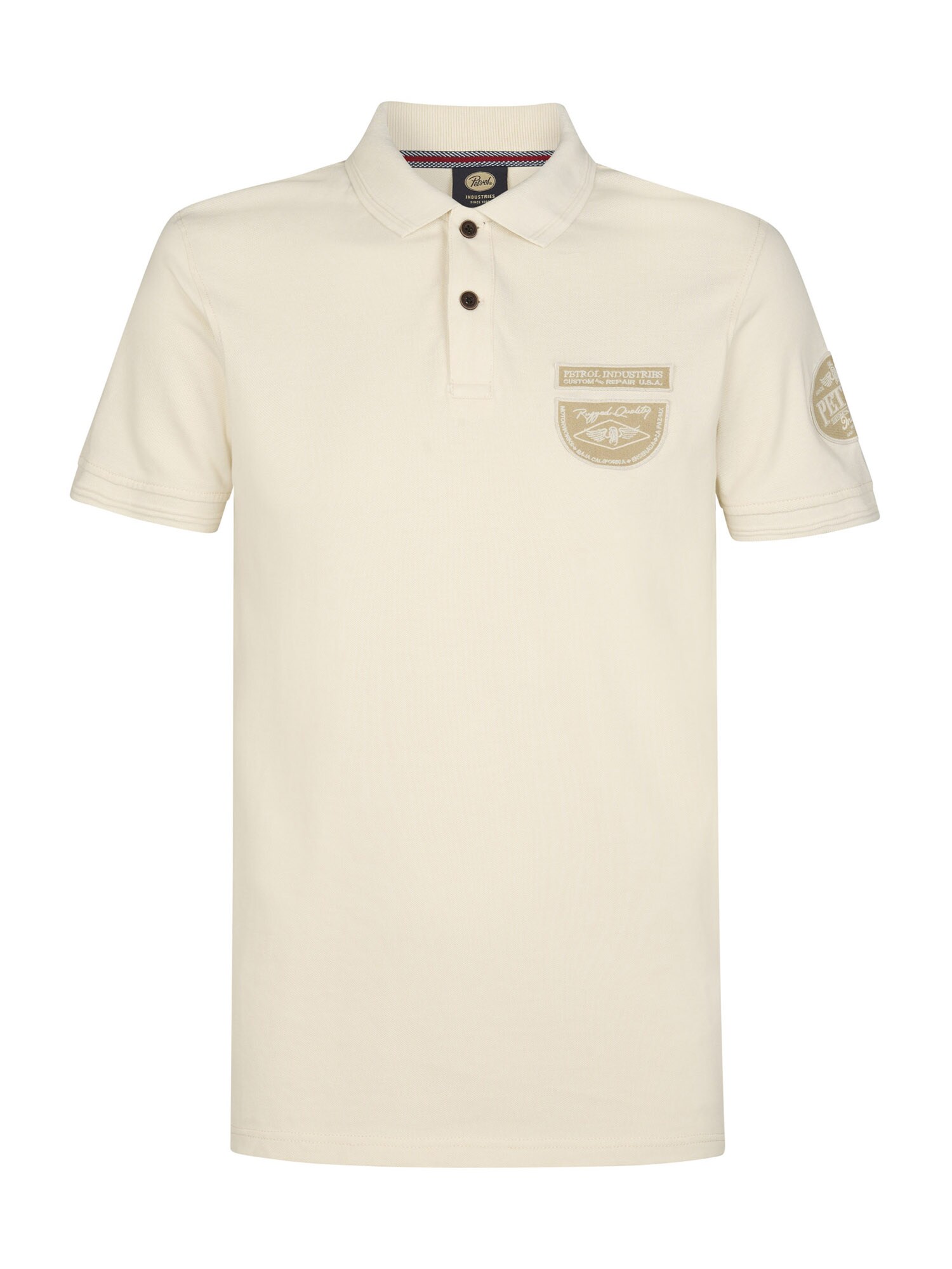 Petrol Industries Tricou  kaki / alb lână