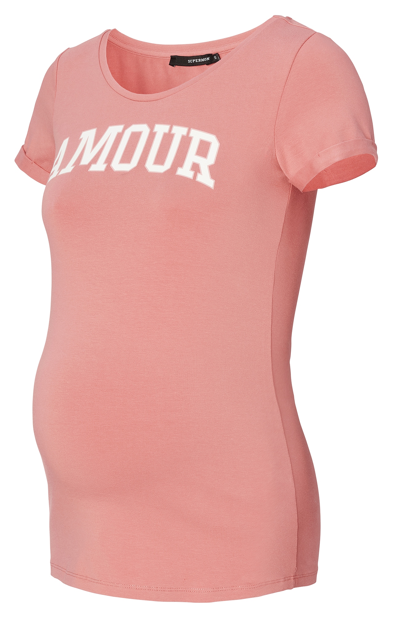 Supermom Marškinėliai 'Amour' ryškiai rožinė spalva / balta