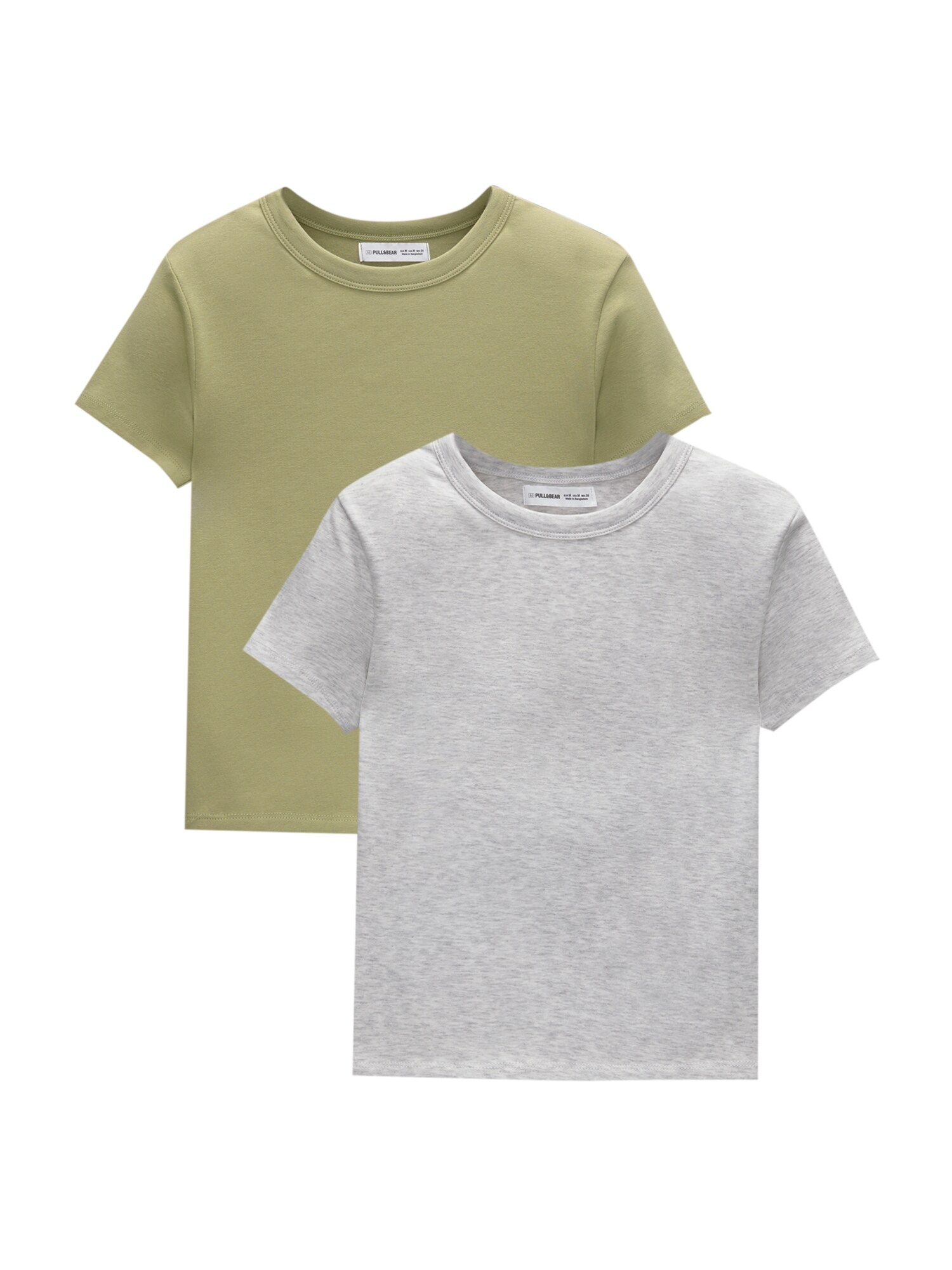 Pull&Bear Póló  szürke melír / olíva akciós termékkép 1