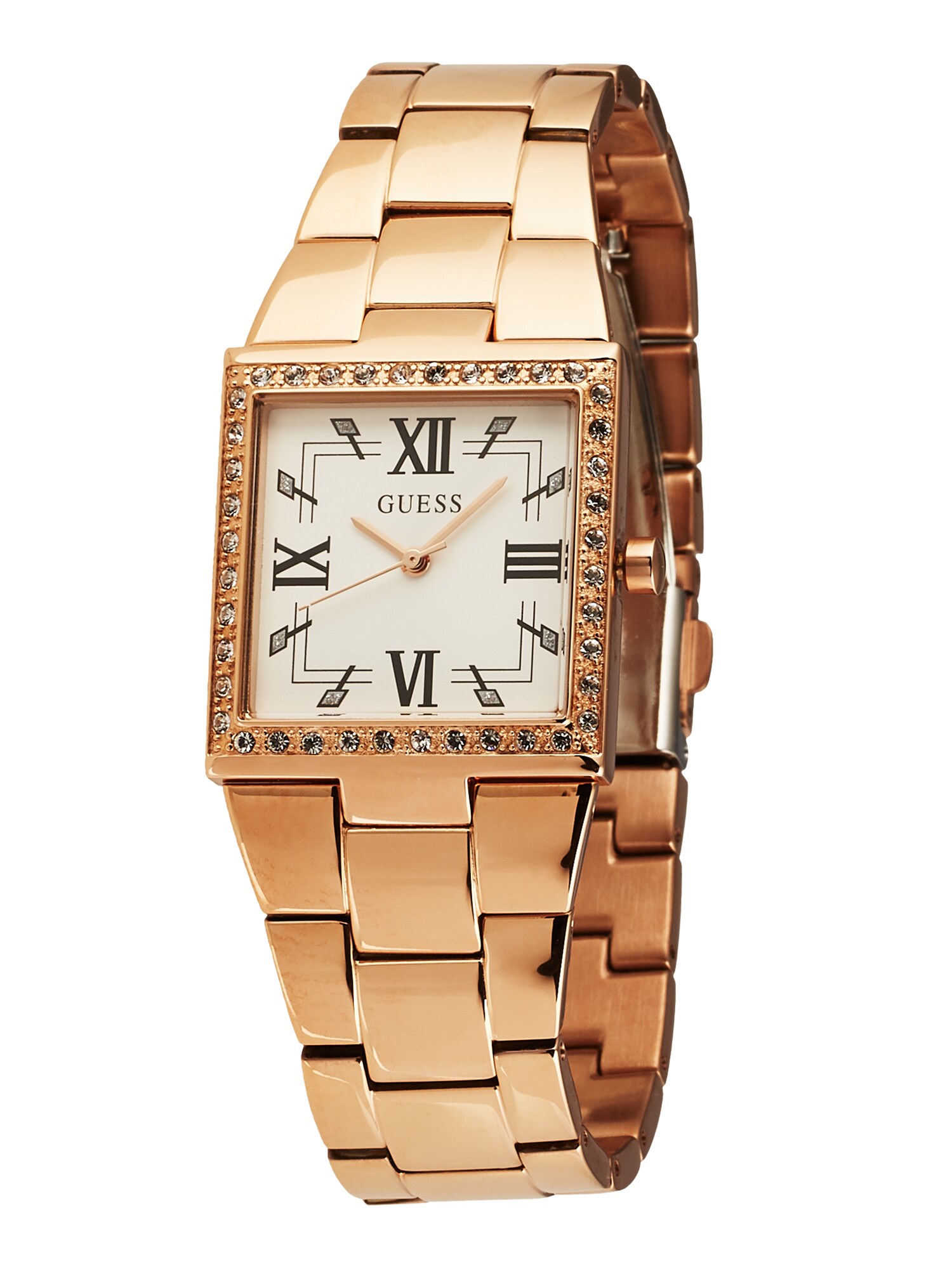 GUESS Analoginis (įprastinio dizaino) laikrodis 'CHATEAU'  rožinio aukso spalva / balta / juoda