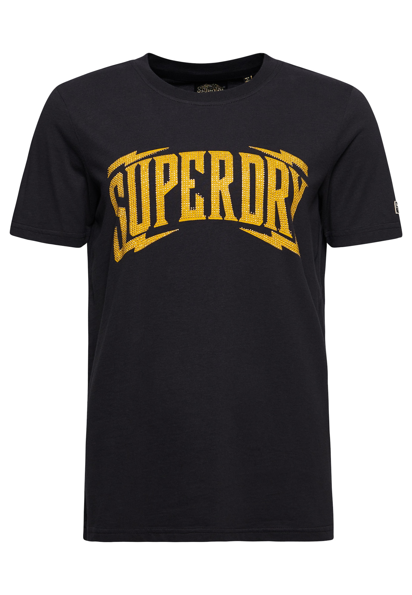 Superdry Тениска  жълто / антрацитно черно