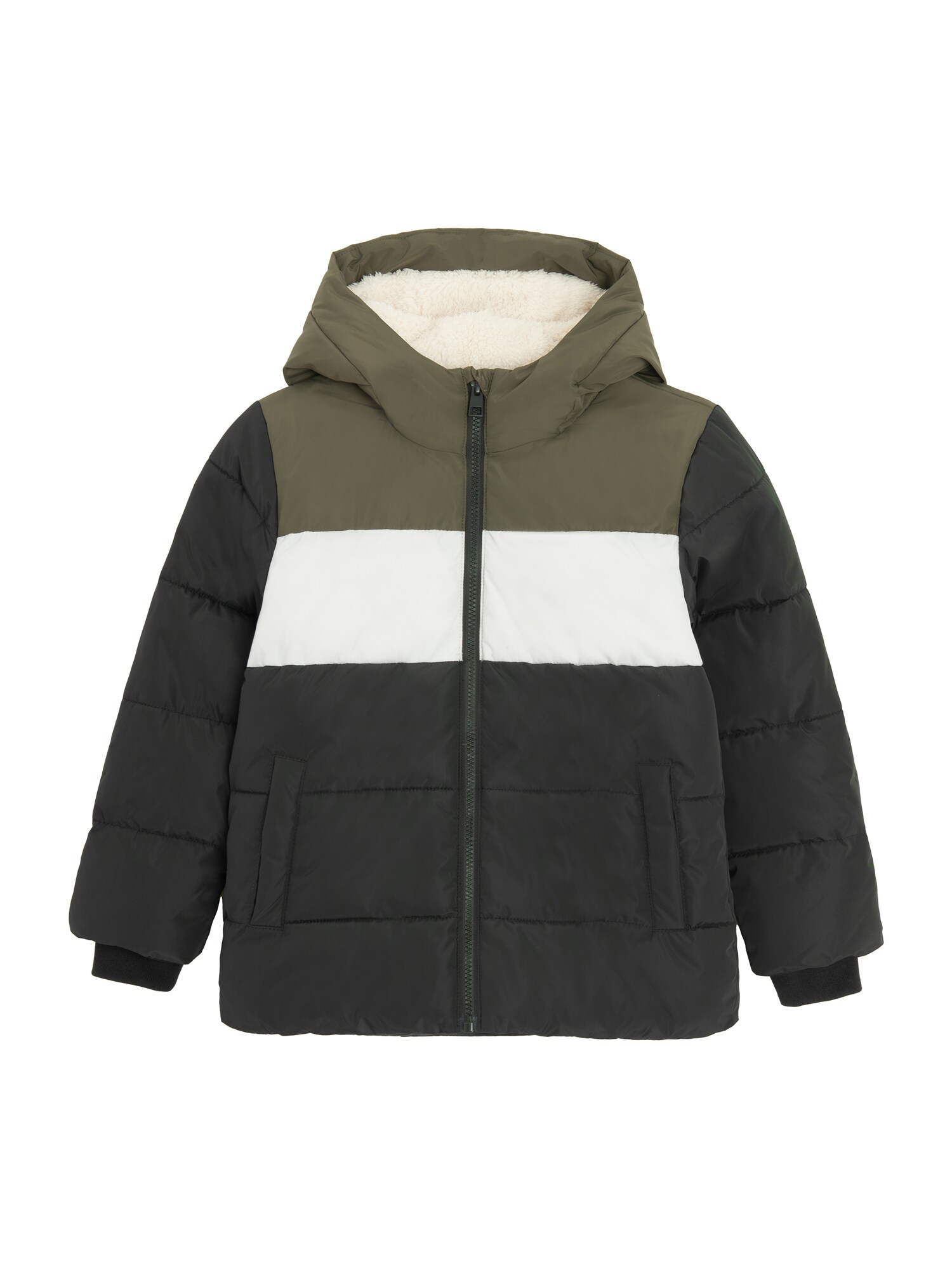 Cool Club Geacă de iarnă  gri închis / verde / alb