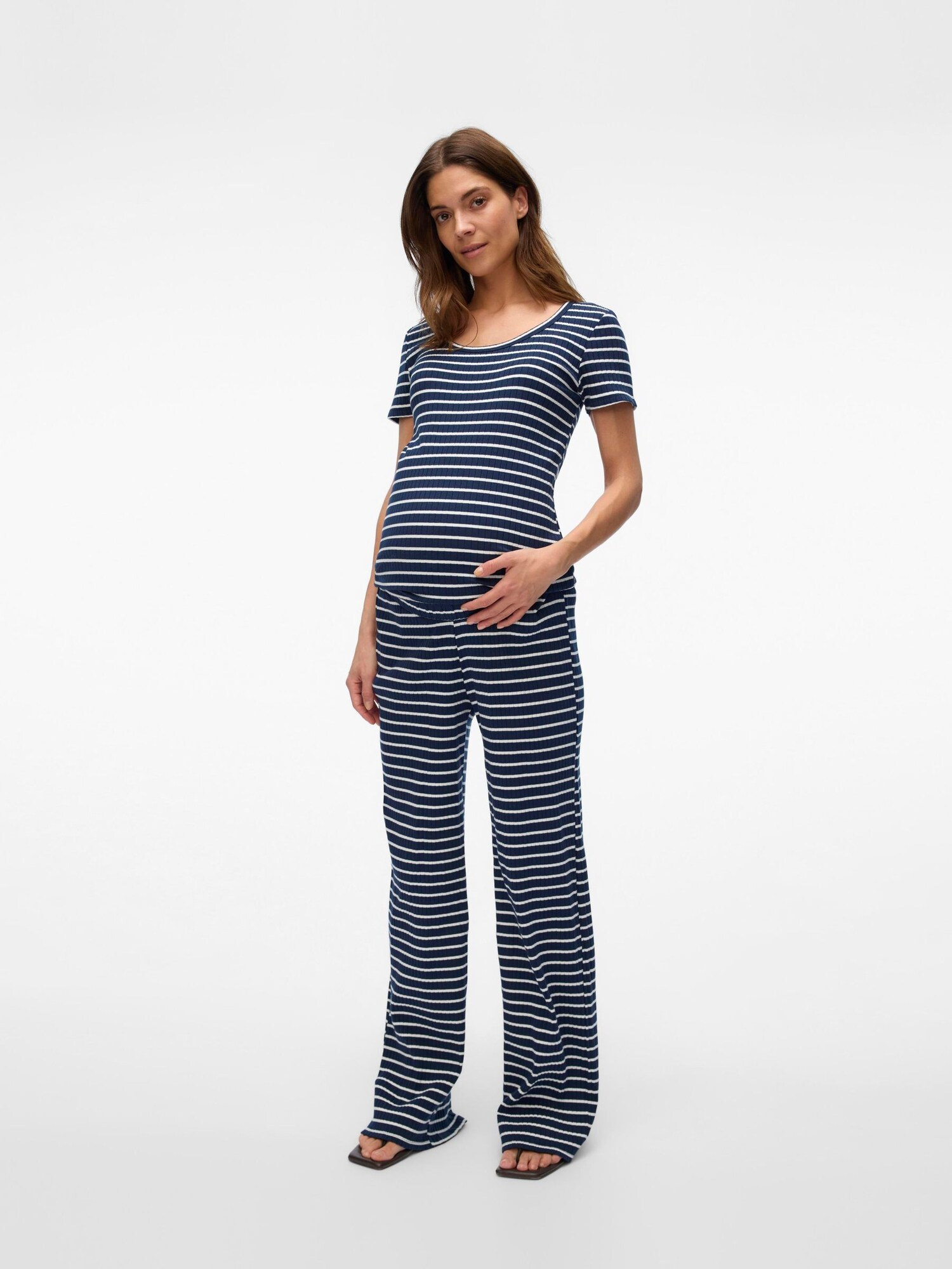 Vero Moda Maternity Nadrág 'VMMSea'  tengerészkék / fehér termék 2. képe