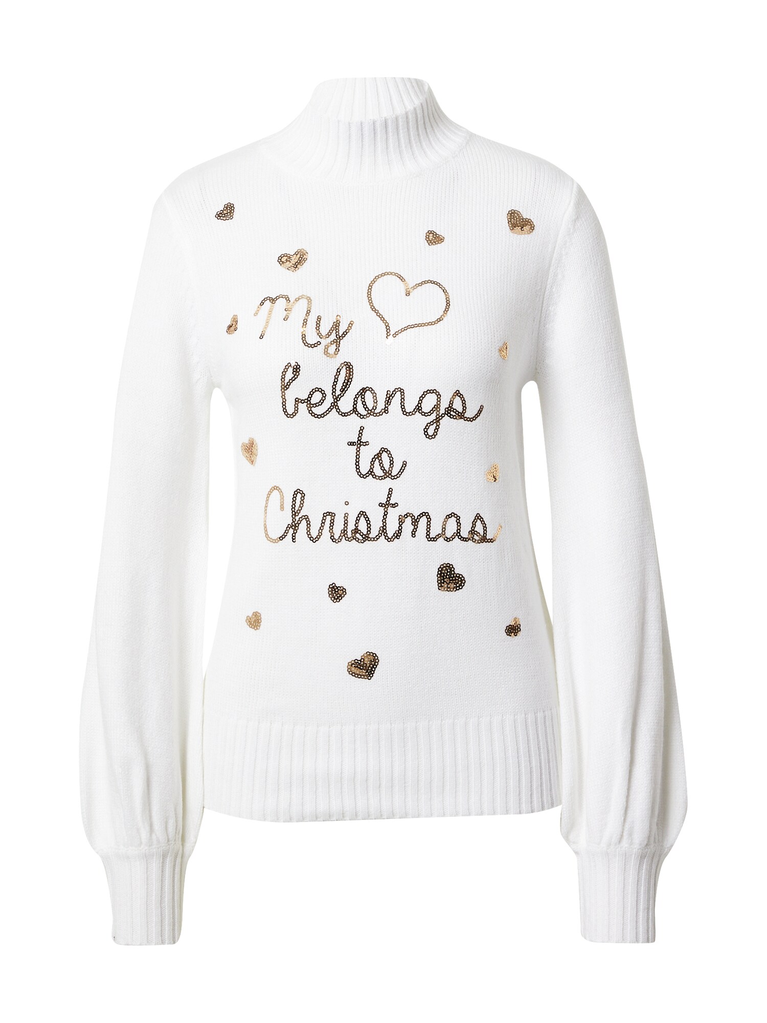 Fashion Union Megztinis 'My Heart Belongs To Christmas'  rožių spalva / balta