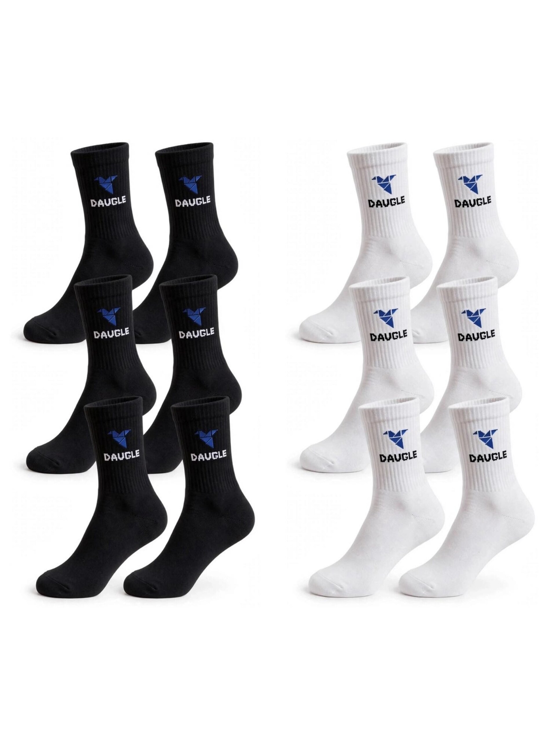 DAUGLE Sportsockor 'Daugle Sport Socks (Black, White) Blue Logo' strumpor herr