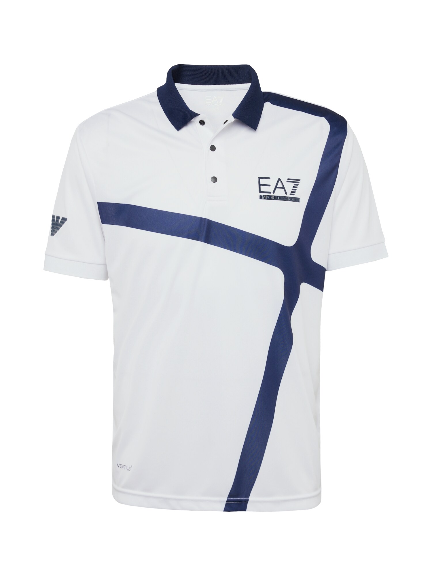 EA7 Emporio Armani Sportiniai marškinėliai tamsiai mėlyna / balta
