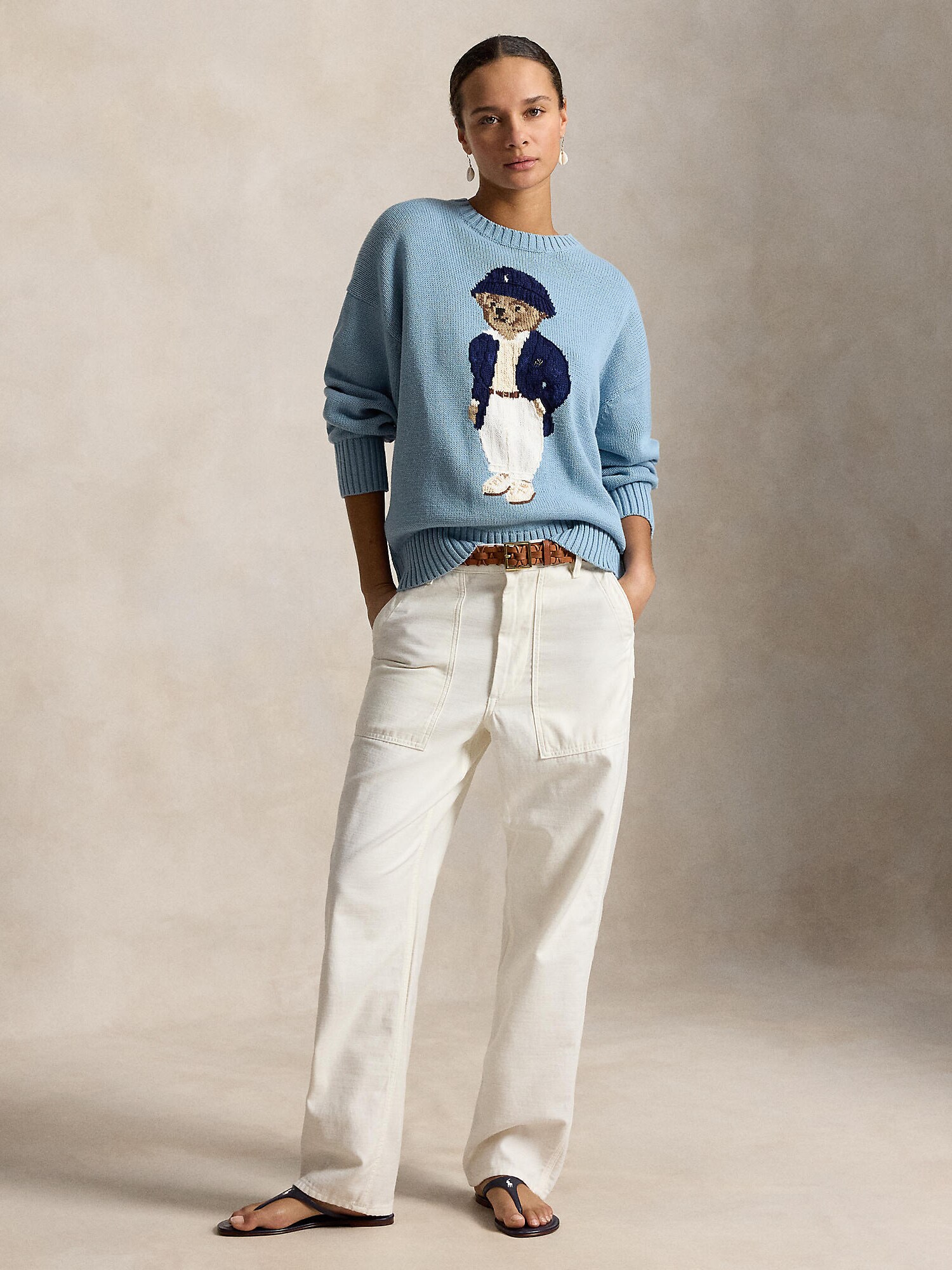 Polo Ralph Lauren Jersey 'BEAR'  navy / azul claro / brocado / blanco – imagen 4