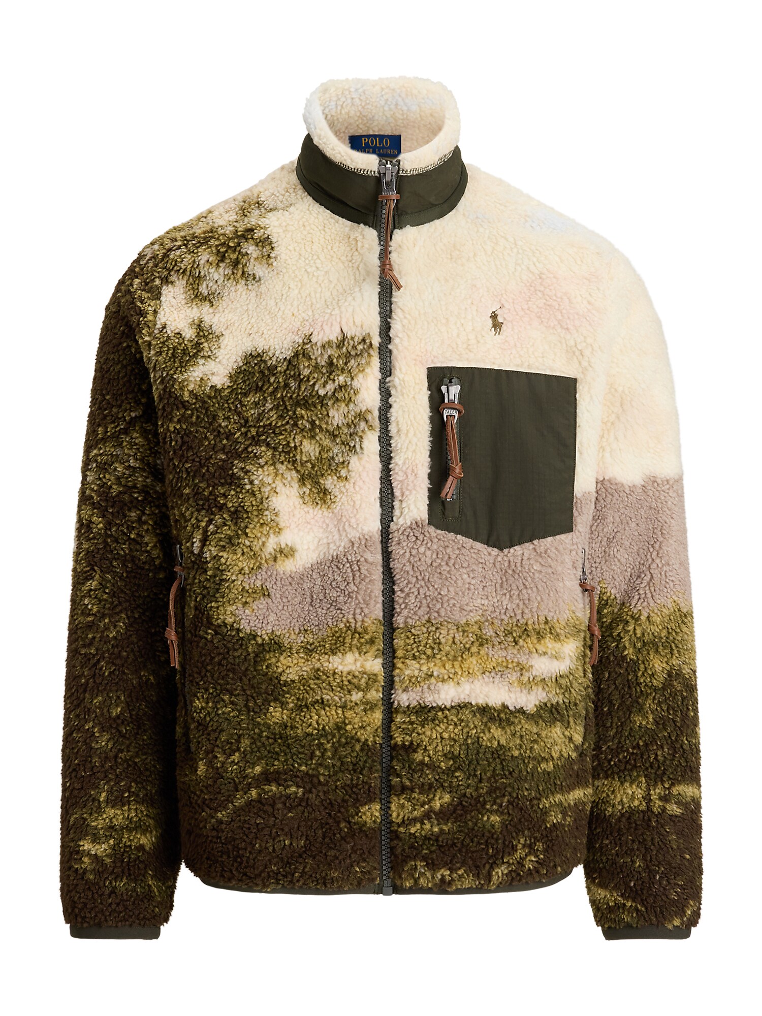 Polo Ralph Lauren Jachetă  fleece  crem / maro deschis / verde / verde închis