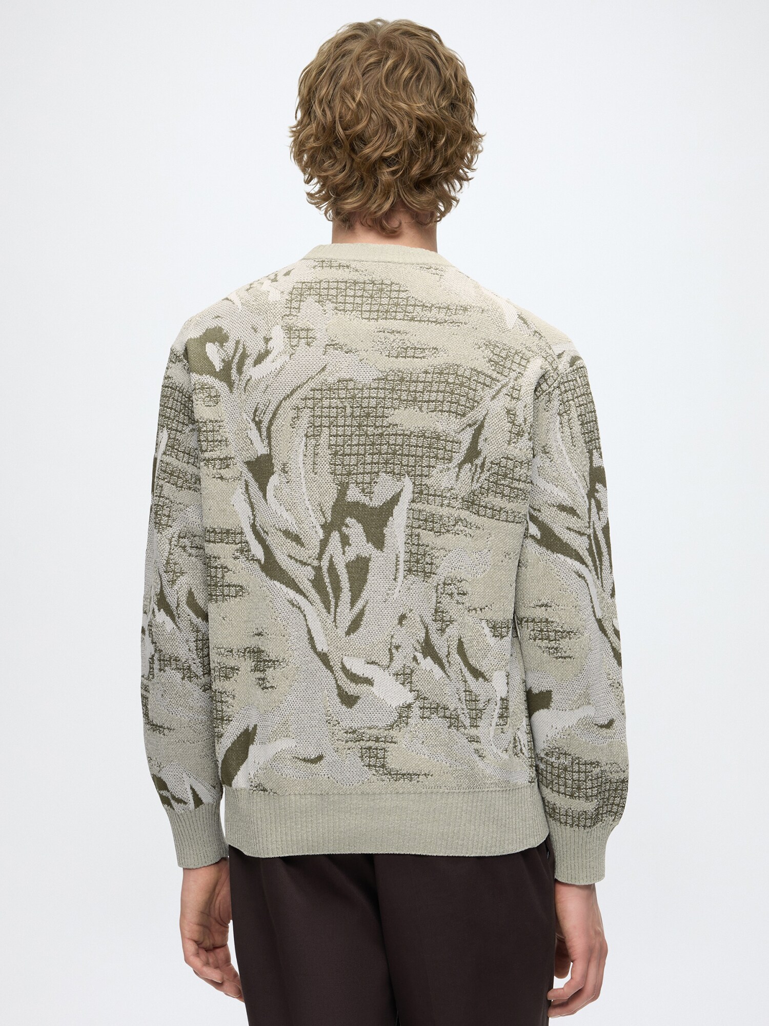 BOSS Jersey 'Afloralo' kitt / oliva / offwhite – imagen 3