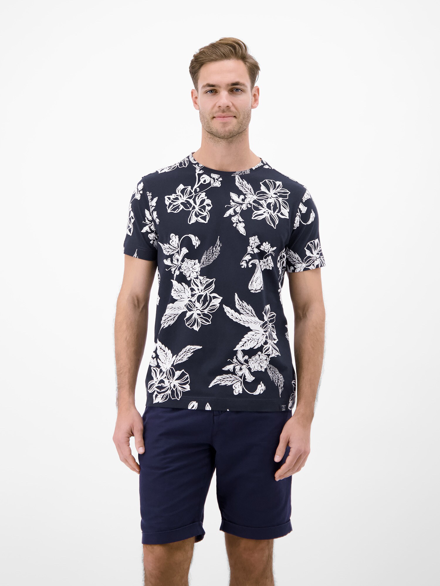 Lerros T-Shirt Mit O-Neck Und Floralem All-over-Print