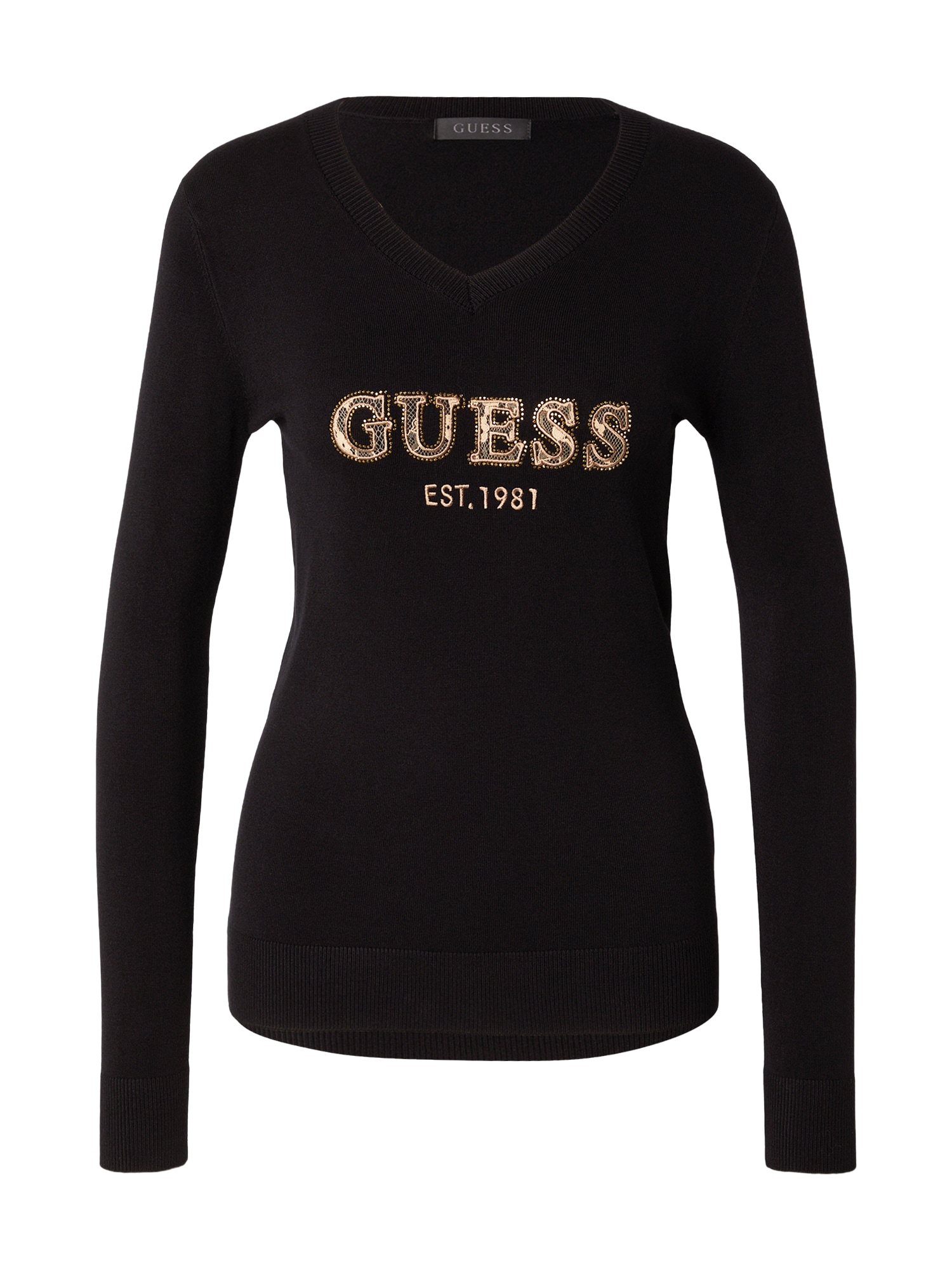 GUESS Pulover 'HANNAH' bež / zlatna / crna