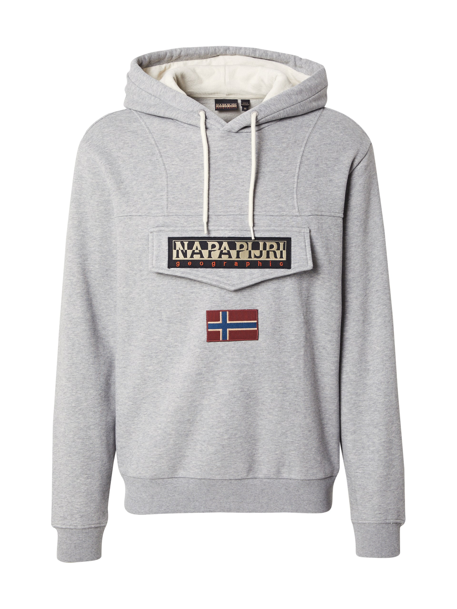 NAPAPIJRI Sweatshirt 'Burgee Wint 4' gråmelerad / orange / röd herr