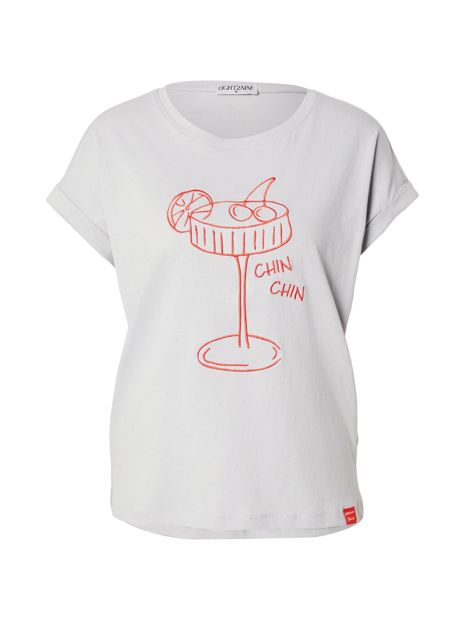 Eight2Nine Tricou  gri deschis / portocaliu