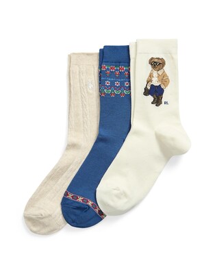Polo Ralph Lauren Calcetines 'WINT BR'  ecru / beige claro / azul oscuro / rojo oscuro