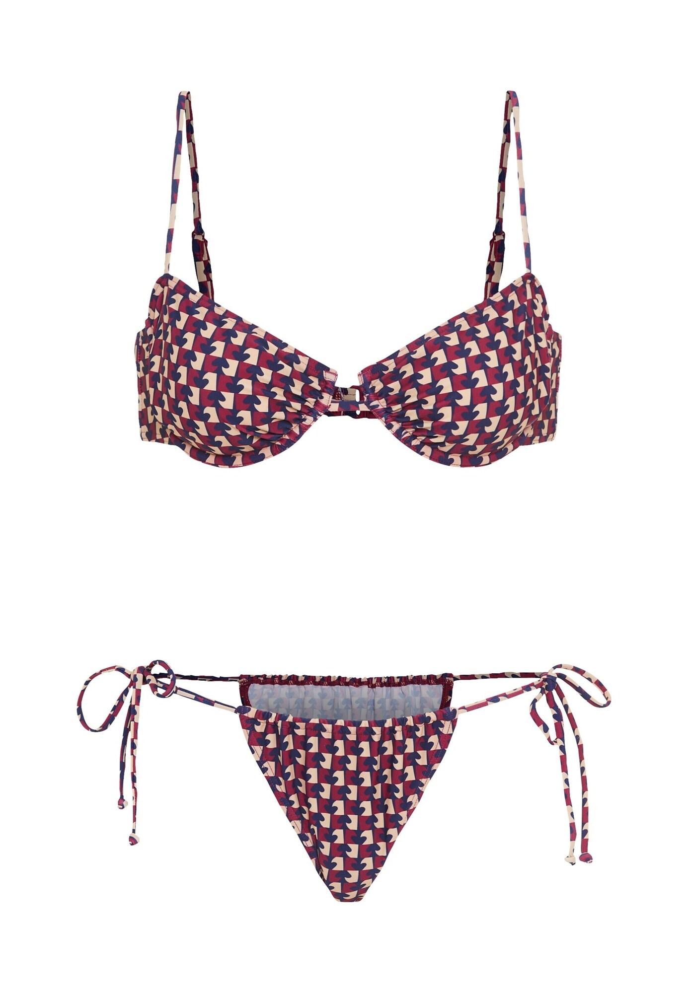 LSCN by LASCANA Costum de baie două piese  ecru / bleumarin / roșu bordeaux