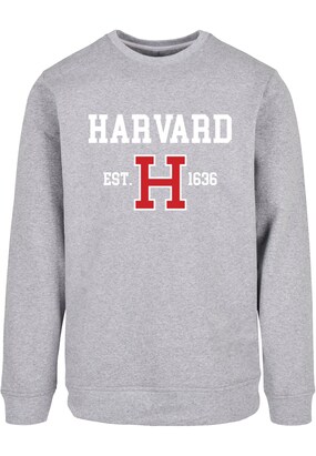 Merchcode Sweatshirt ‘Harvard University – Est 1636’ Grijs gemêleerd / Rood / Offwhite