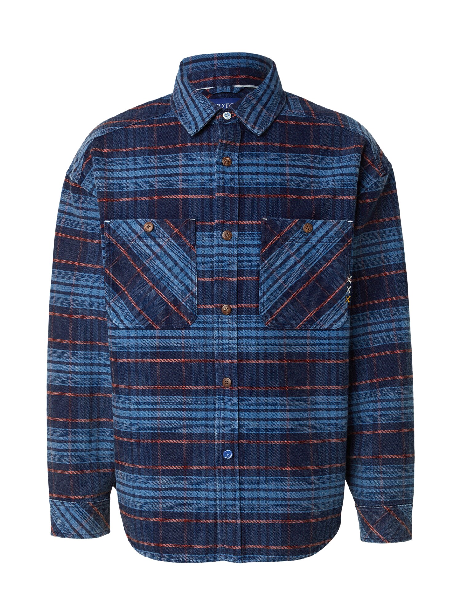 SCOTCH & SODA Prechodná bunda  námornícka modrá / azúrová / tmavooranžová