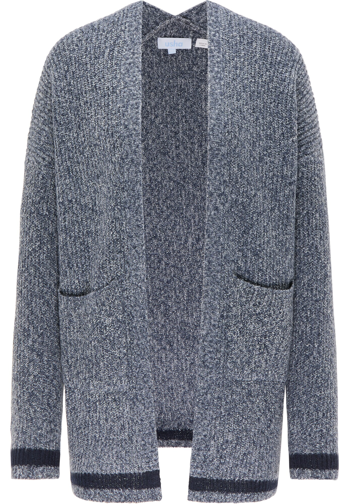 usha BLUE LABEL Kardiganas  nakties mėlyna / margai pilka / balta
