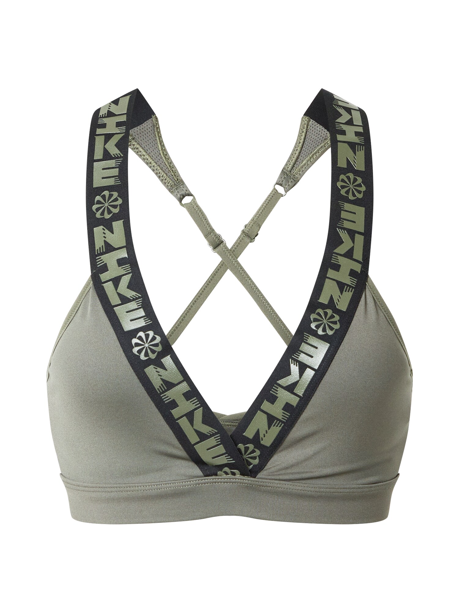 NIKE Sportinė liemenėlė 'Indy'  juoda / rusvai žalia
