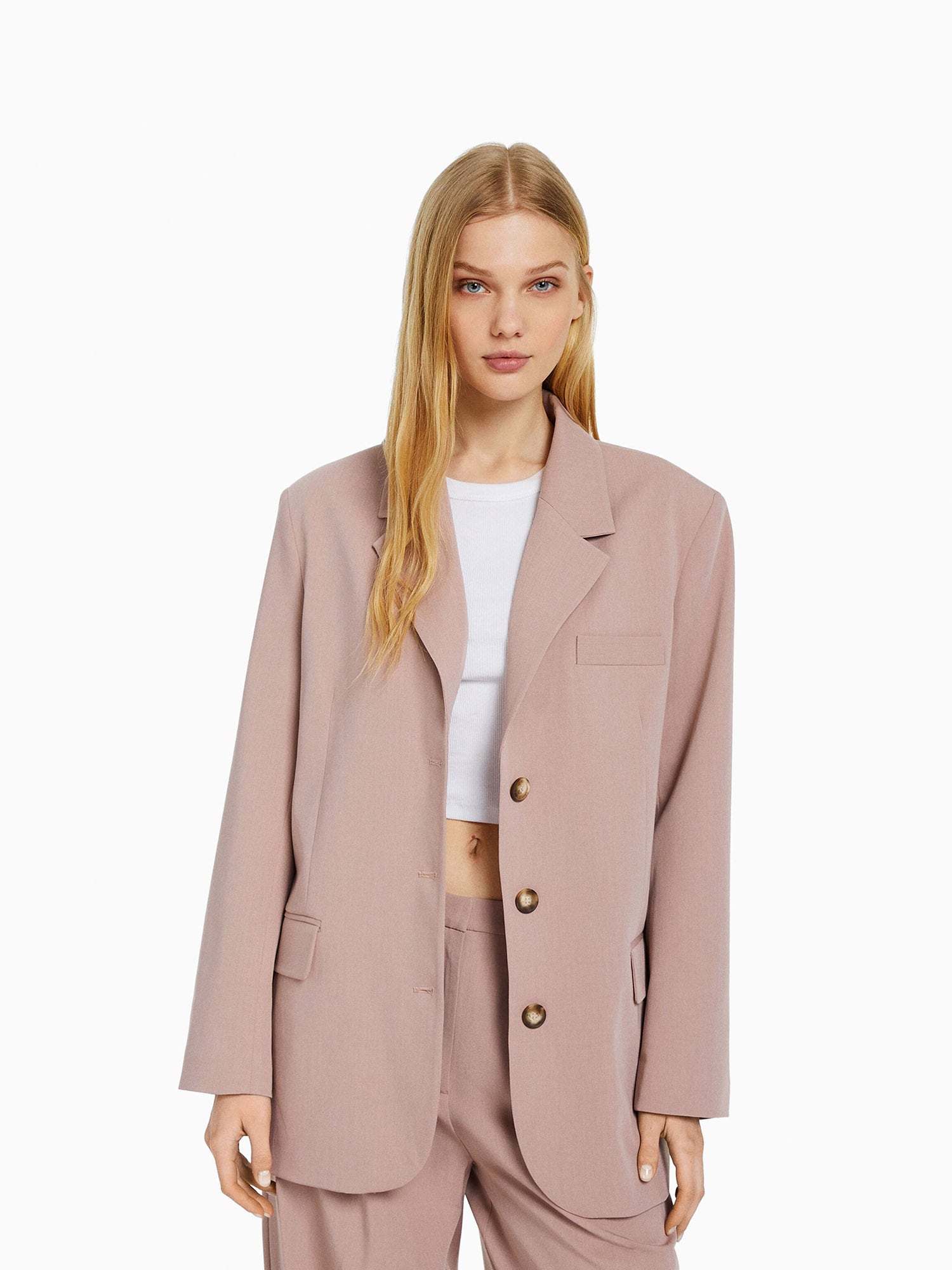 Bershka Blézer  púder termék 2. képe