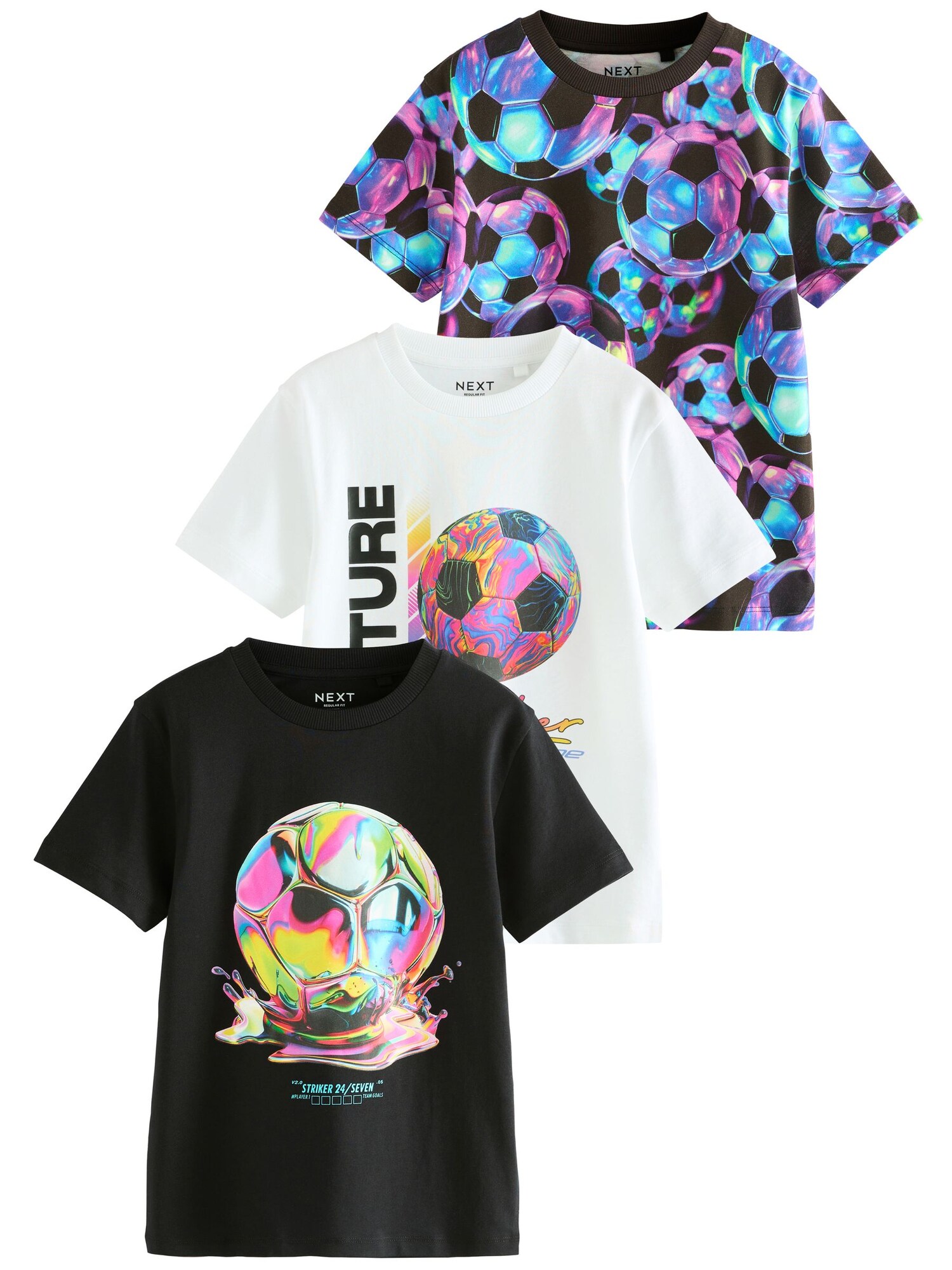 Next Tricou  albastru neon / roz neon / negru / alb