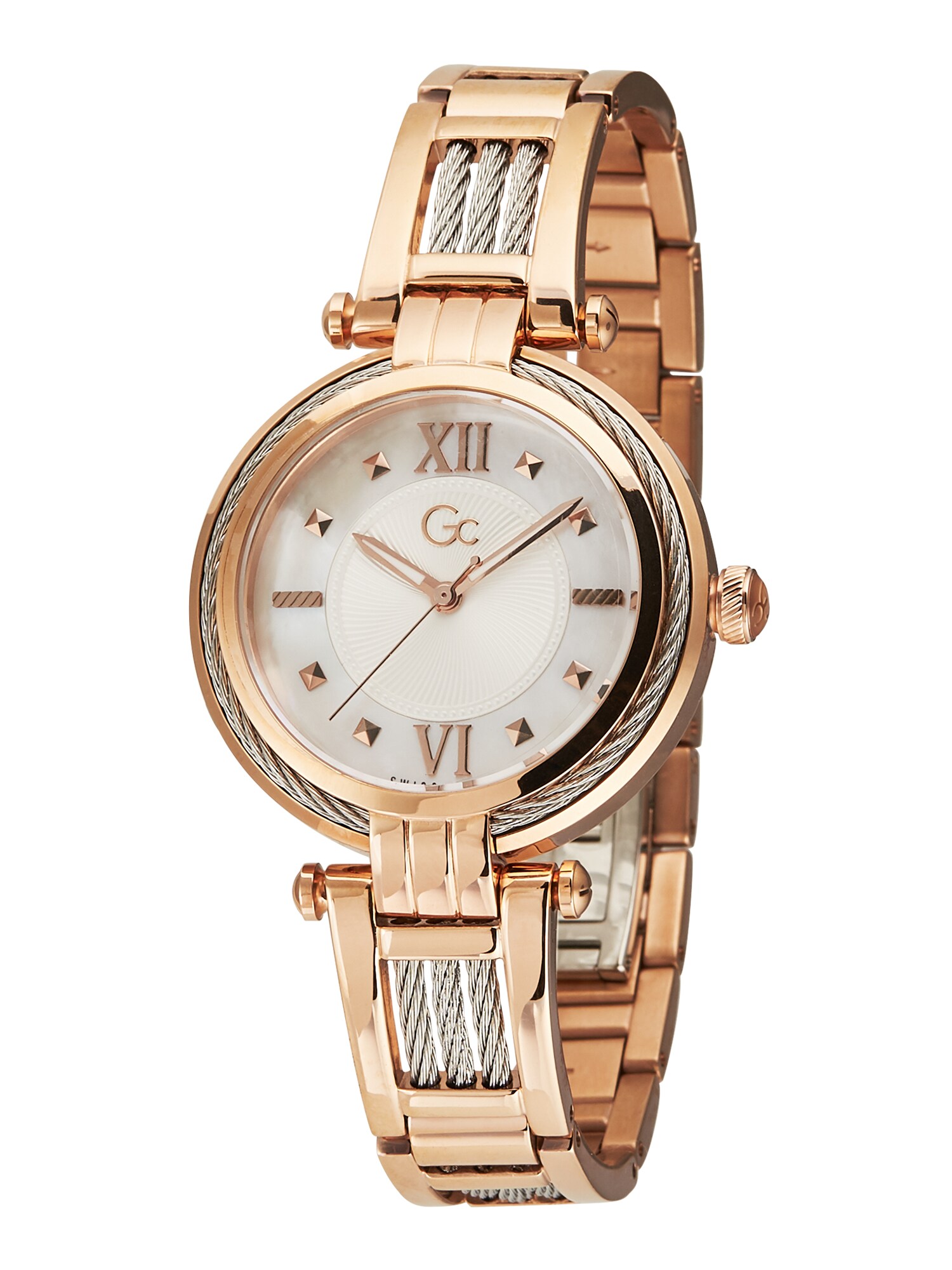 Gc Analoginis (įprastinio dizaino) laikrodis 'CableBijou'  rožinio aukso spalva / balta / sidabrinė